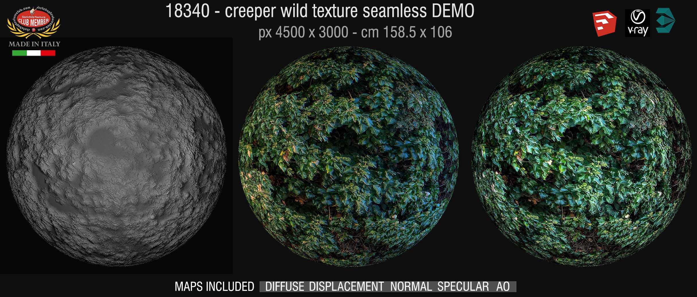18340 - seamless creeper wild texture + maps DEMO