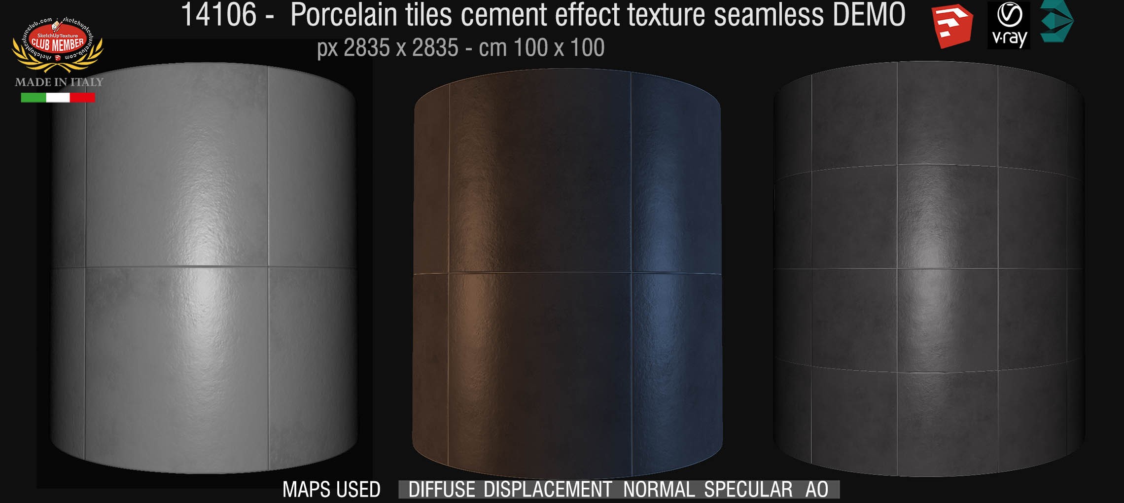 14107 Porcelain square tiles cement effect texture seamless