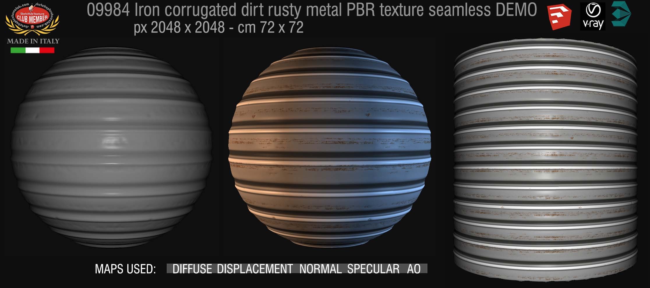 09984 Iron corrugated dirt rusty metal PBR texture seamless DEMO