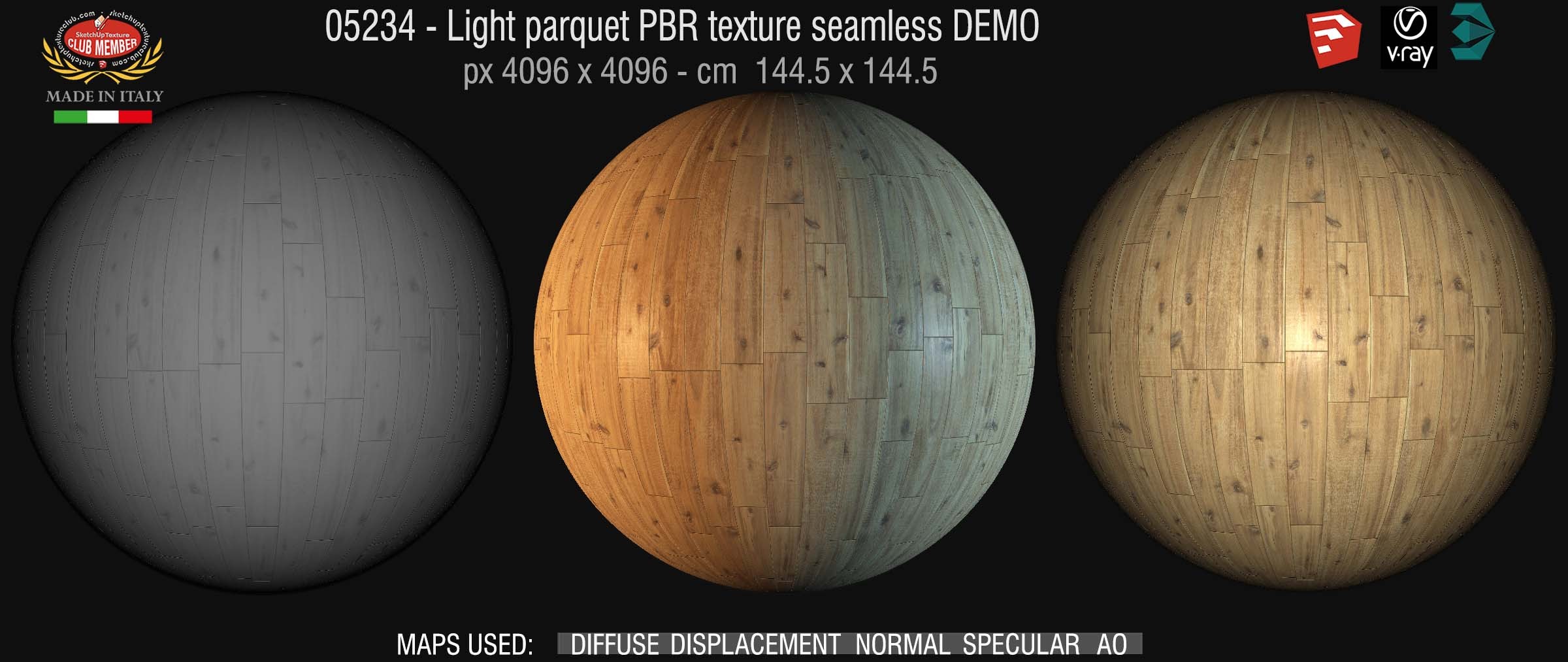 05234 Light parquet PBR texture seamless DEMO