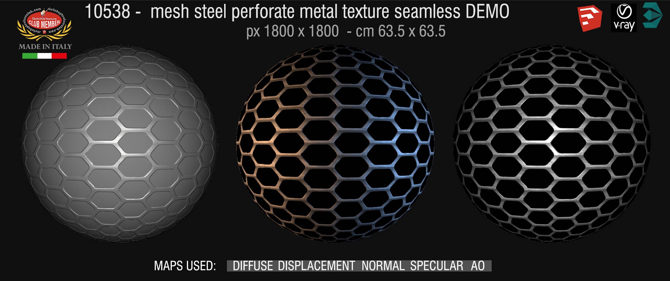 10538 HR Mesh steel perforate metal texture seamless + maps DEMO