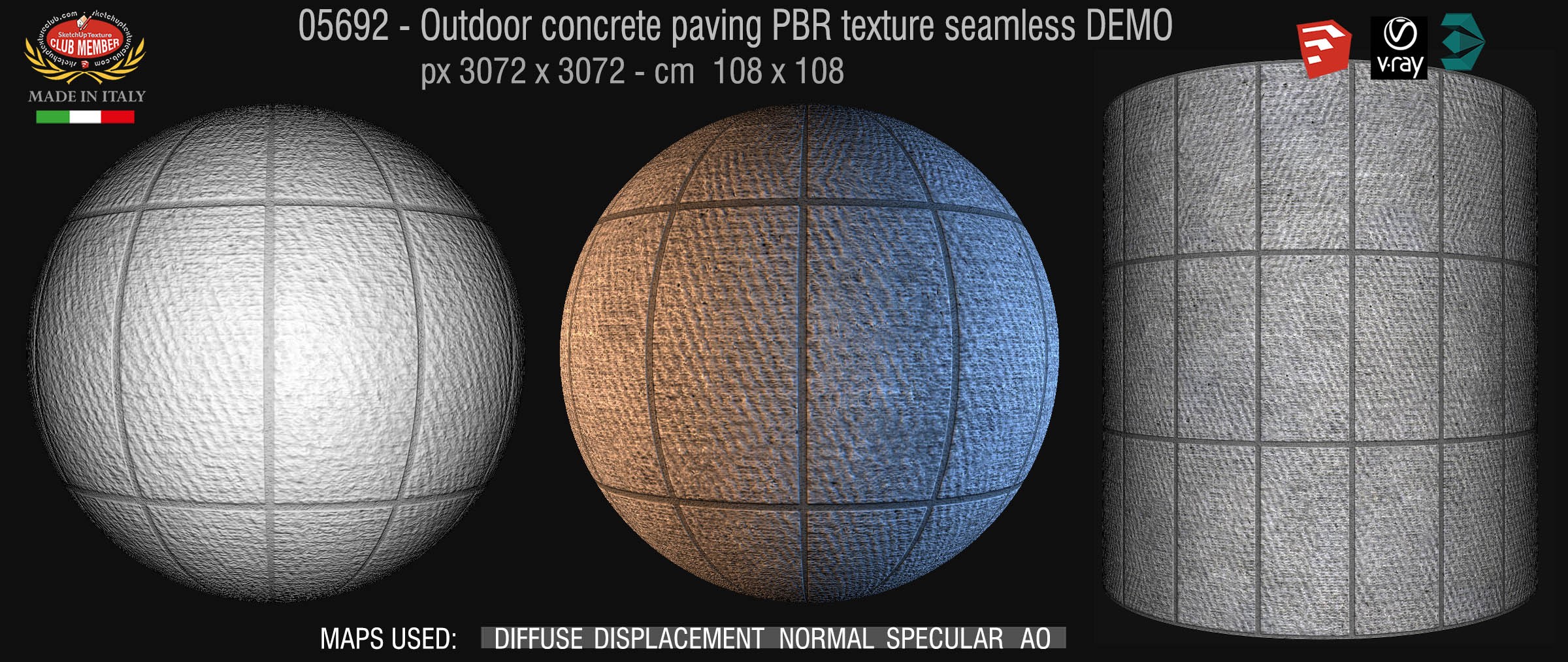 05692 Paving outdoor concrete regular block PBR texture seamless DEMO