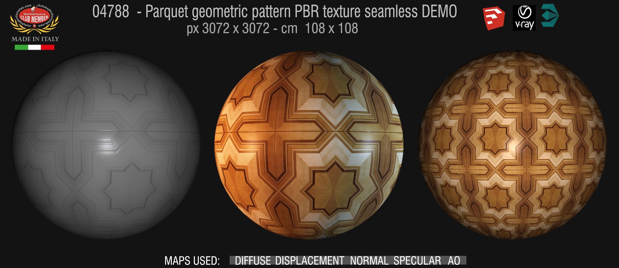 04788 Parquet geometric pattern PBR texture seamless DEMO