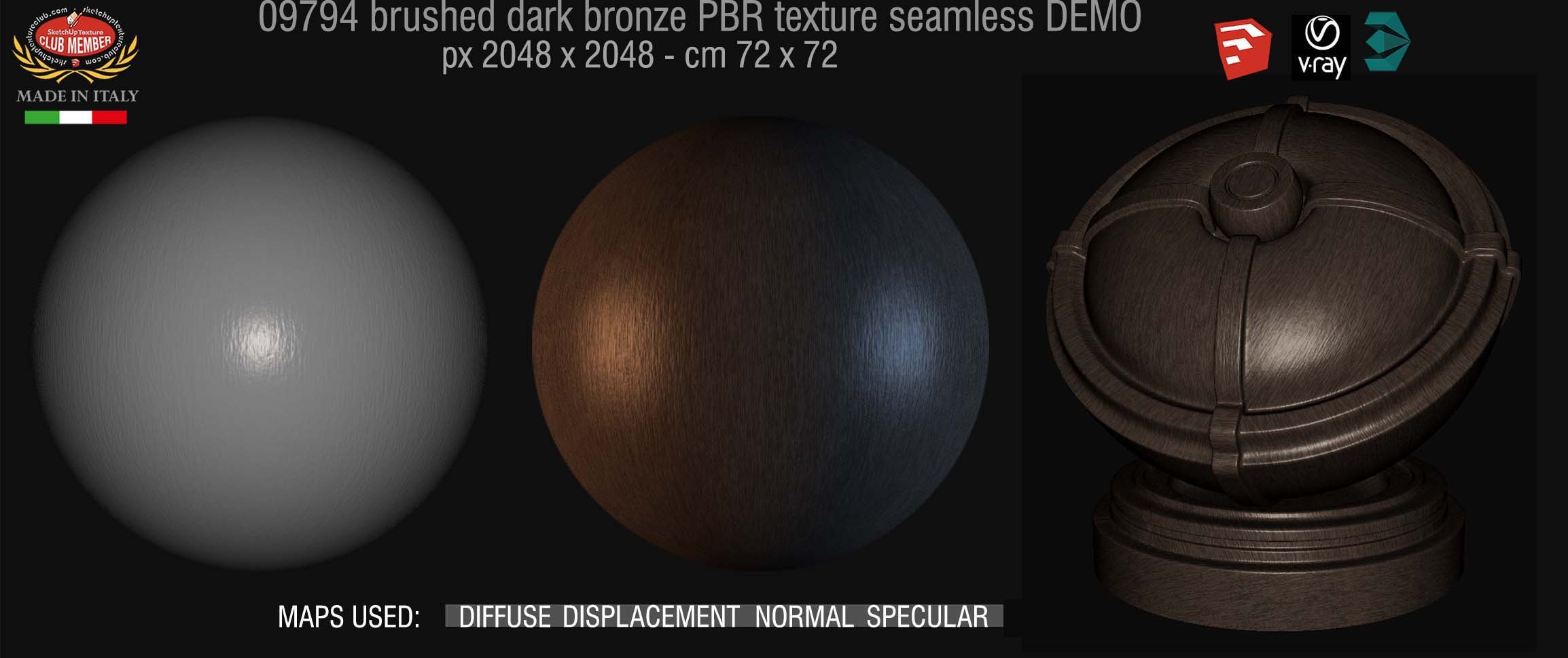 09794 Brushed dark bronze metal surface PBR texture seamless DEMO
