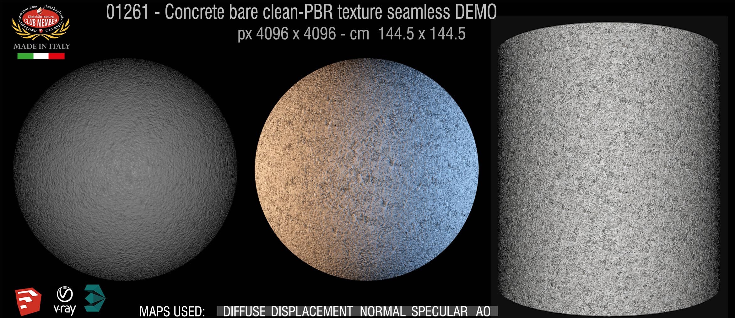 01261 Concrete bare clean-PBR texture seamless DEMO
