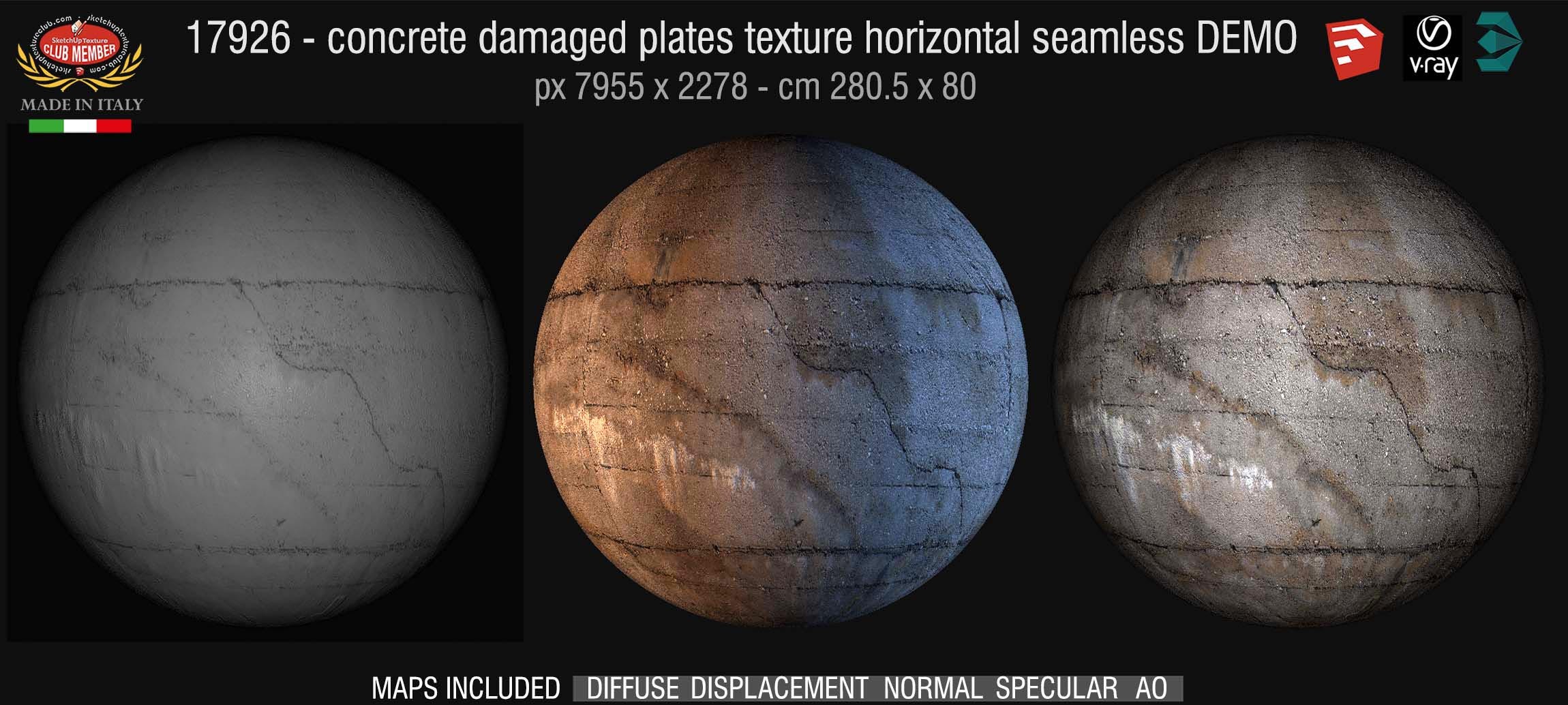 17926 Concrete damaged plates wall PBR texture DEMO