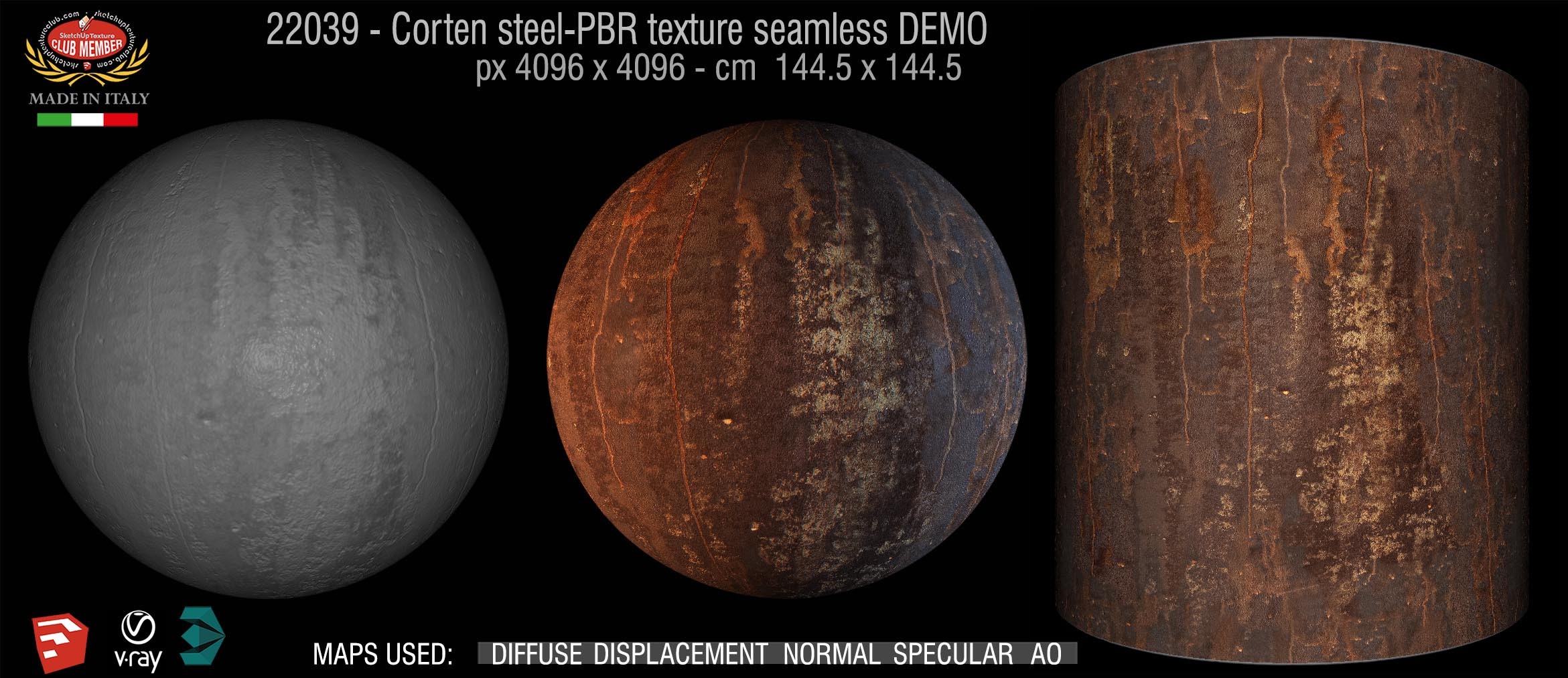 22039 Corten steel PBR texture seamless DEMO