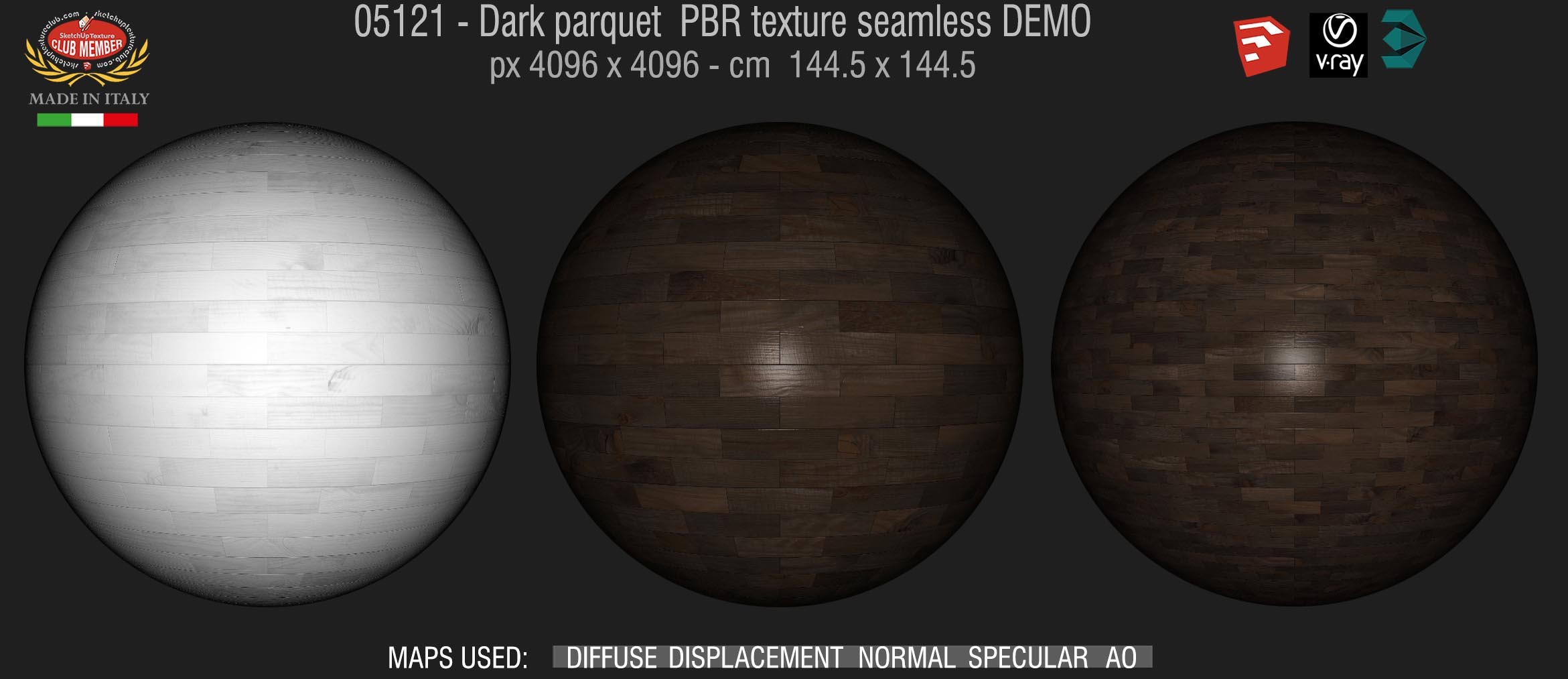 05121 Dark parquet PBR texture seamless DEMO
