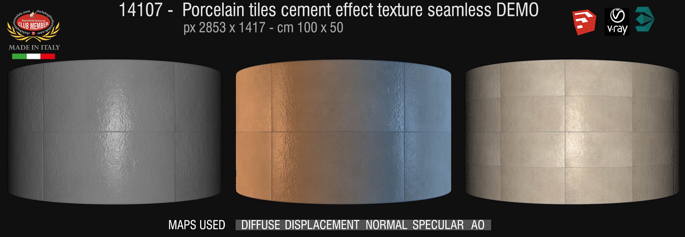 14107 Porcelain rectangular tiles cement effect texture seamless