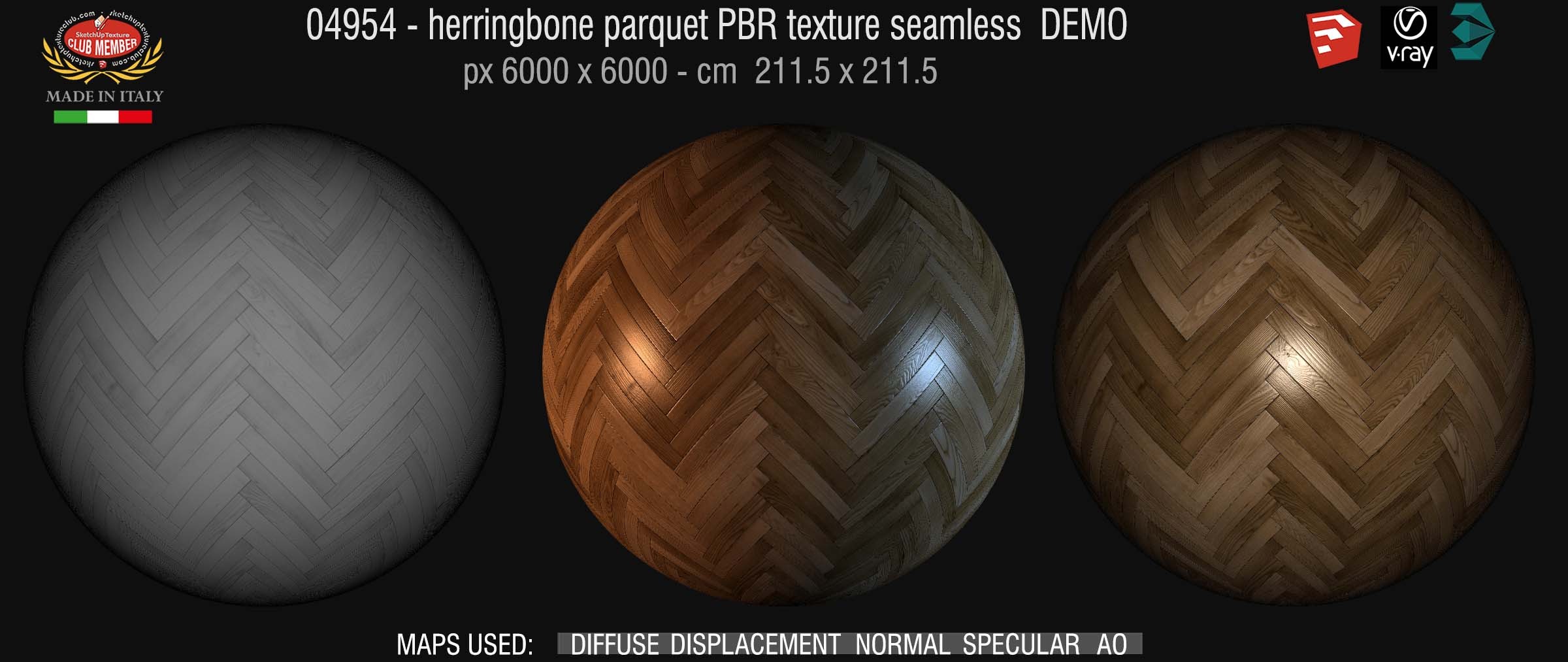 04954 Herringbone parquet PBR texture seamless DEMO