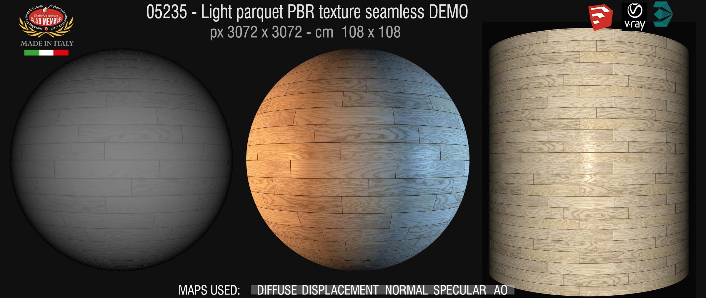 05235 Light parquet PBR texture seamless DEMO