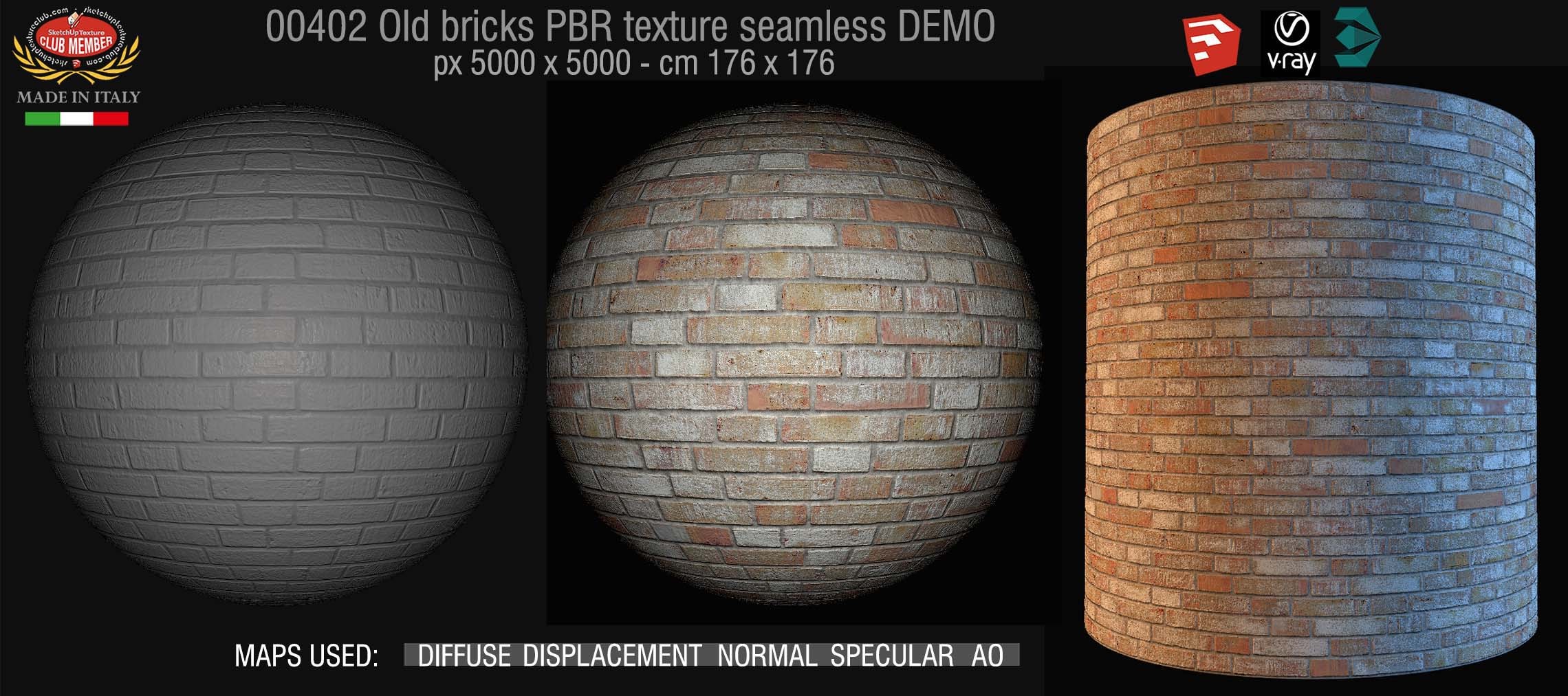 00402 Old bricks PBR texture seamless DEMO