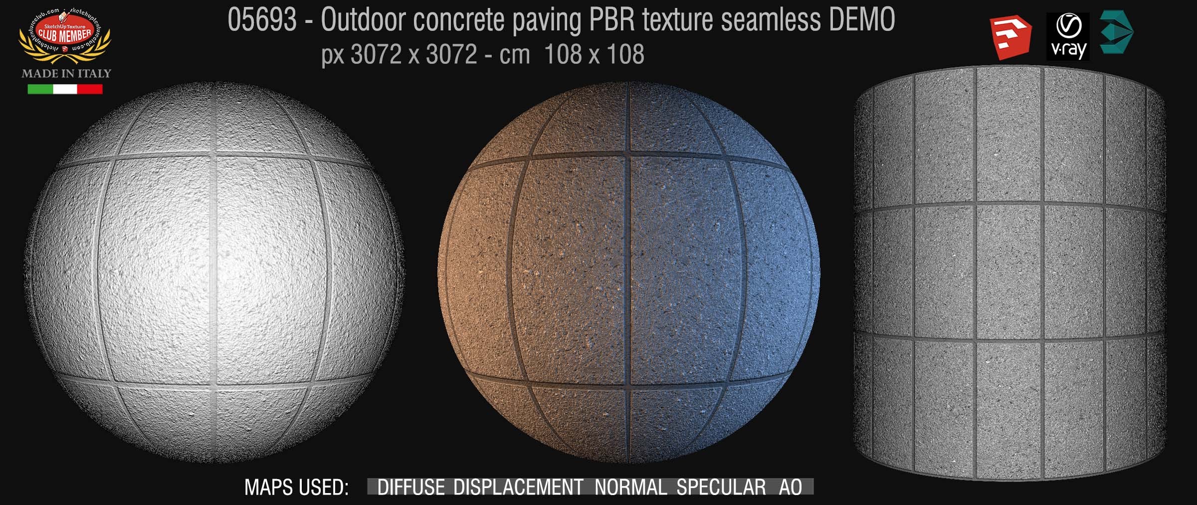 05693 Paving outdoor concrete regular block PBR texture seamless DEMO