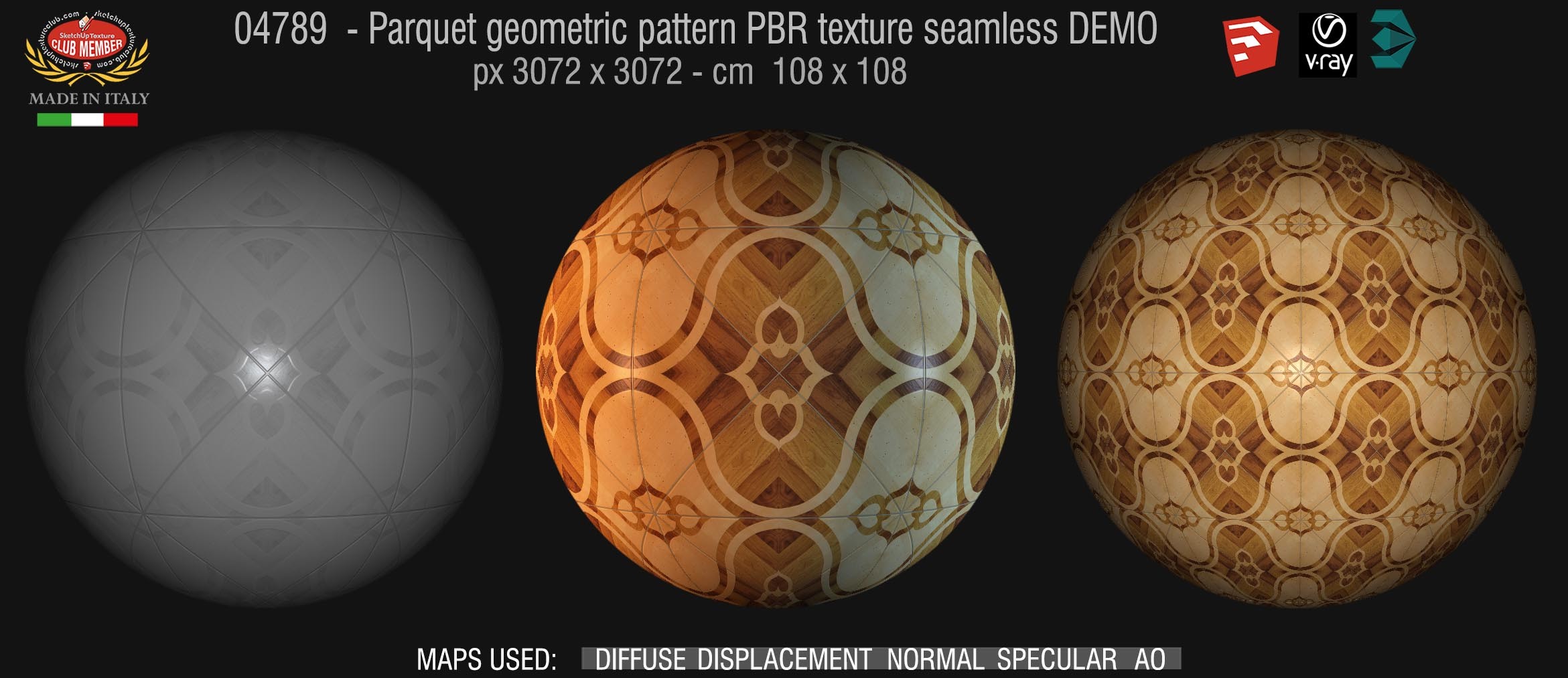 04789 Parquet geometric pattern PBR texture seamless DEMO