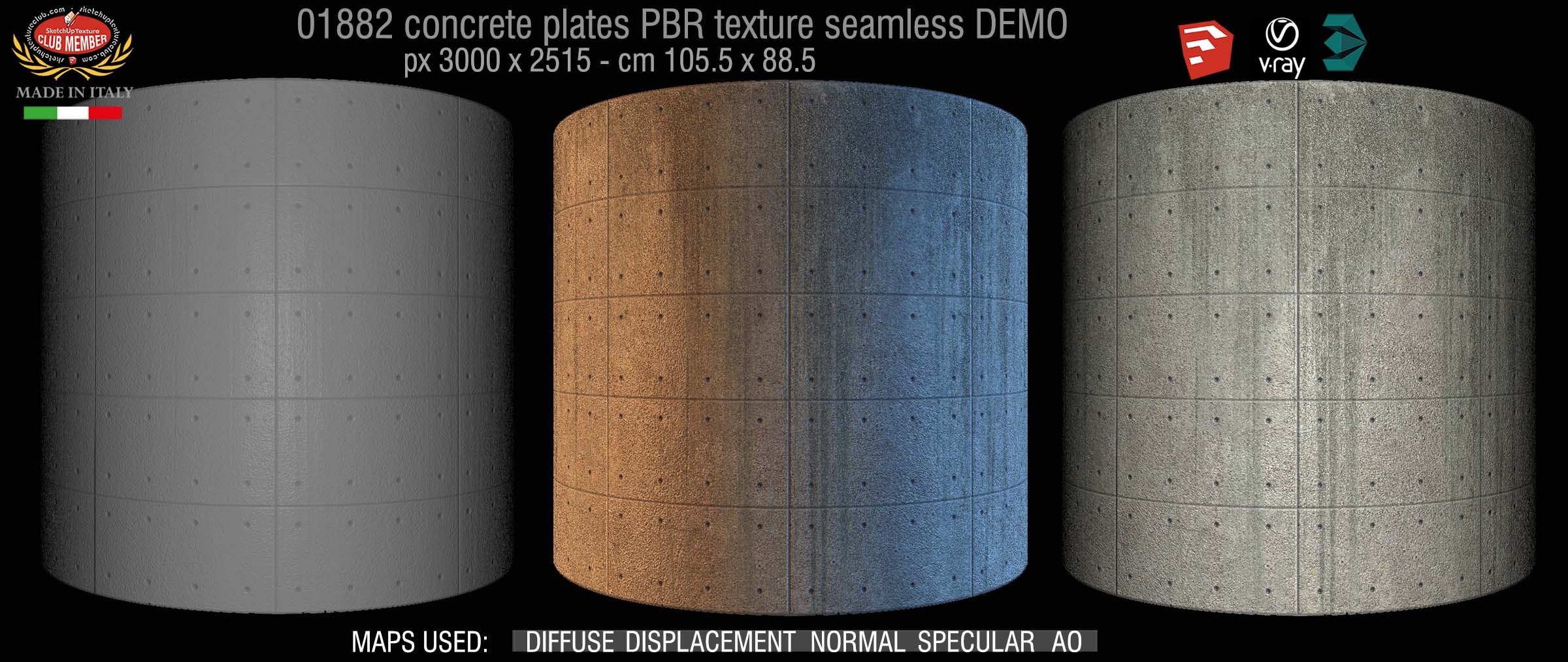 01882 Tadao Ando concrete plates PBR texture seamless DEMO