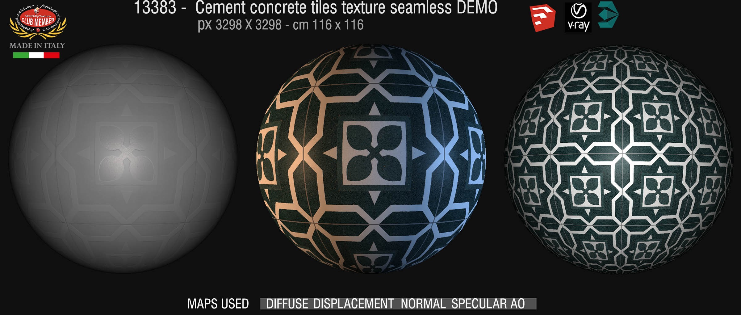 13383 retrò cementine tiles - texture seamless + maps DEMO