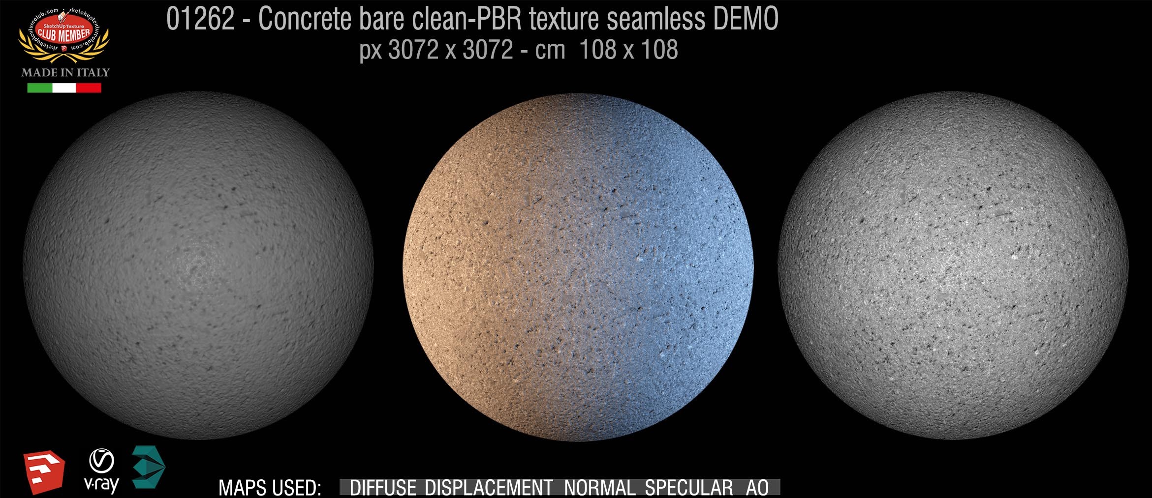 01262 Concrete bare clean-PBR texture seamless DEMO