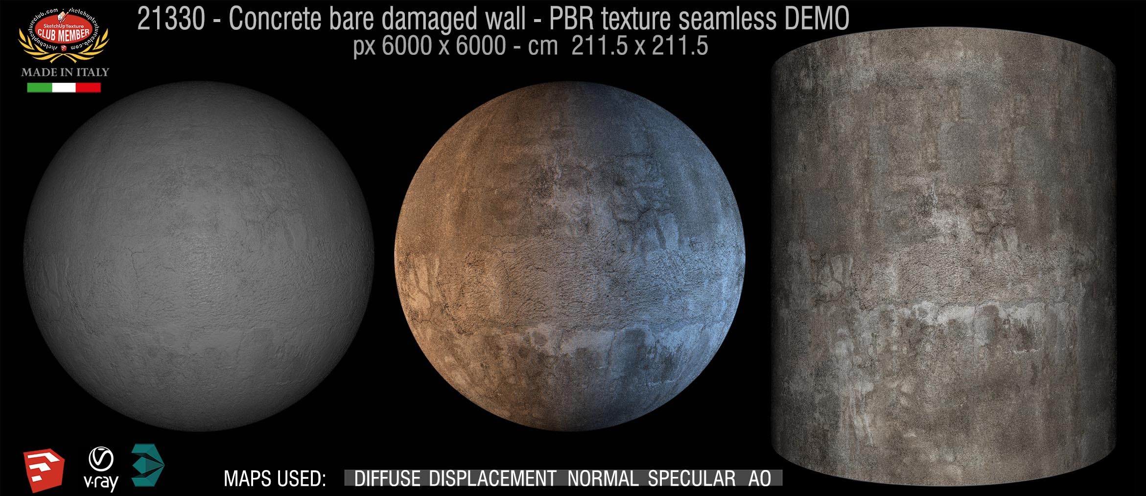 21330 HR concrete bare damaged PBR texture DEMO