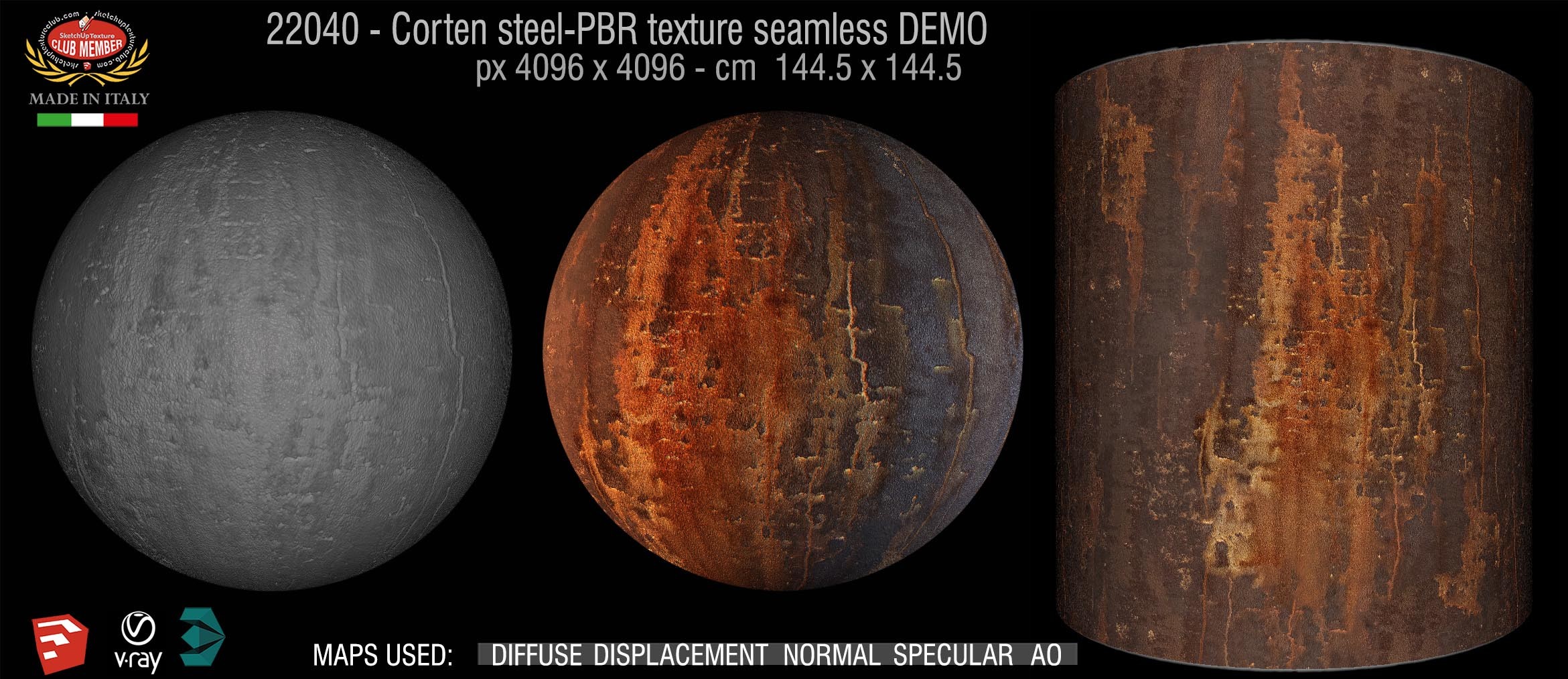 22040 Corten steel PBR texture seamless DEMO