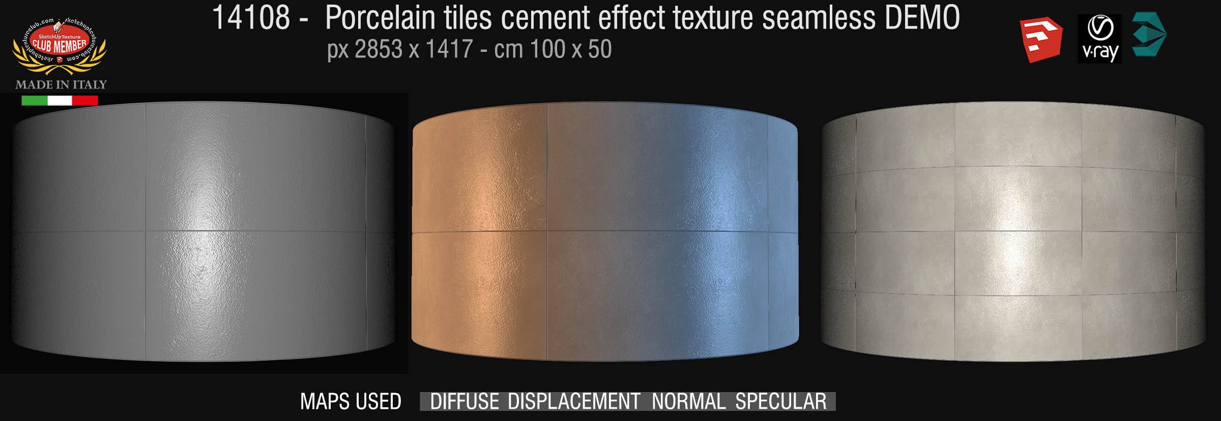 14108 Porcelain rectangular tiles cement effect texture seamless