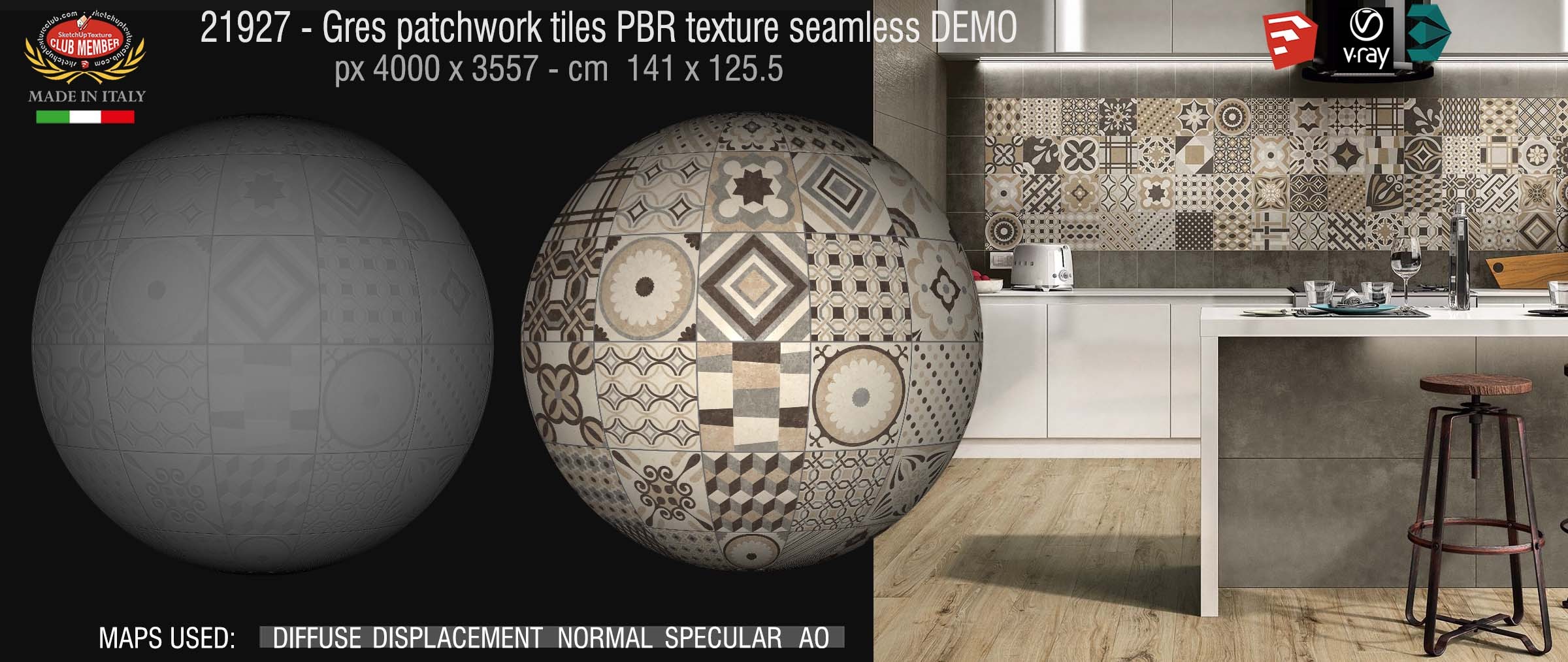 21927 gres patchwork tiles PBR texture seamless DEMO