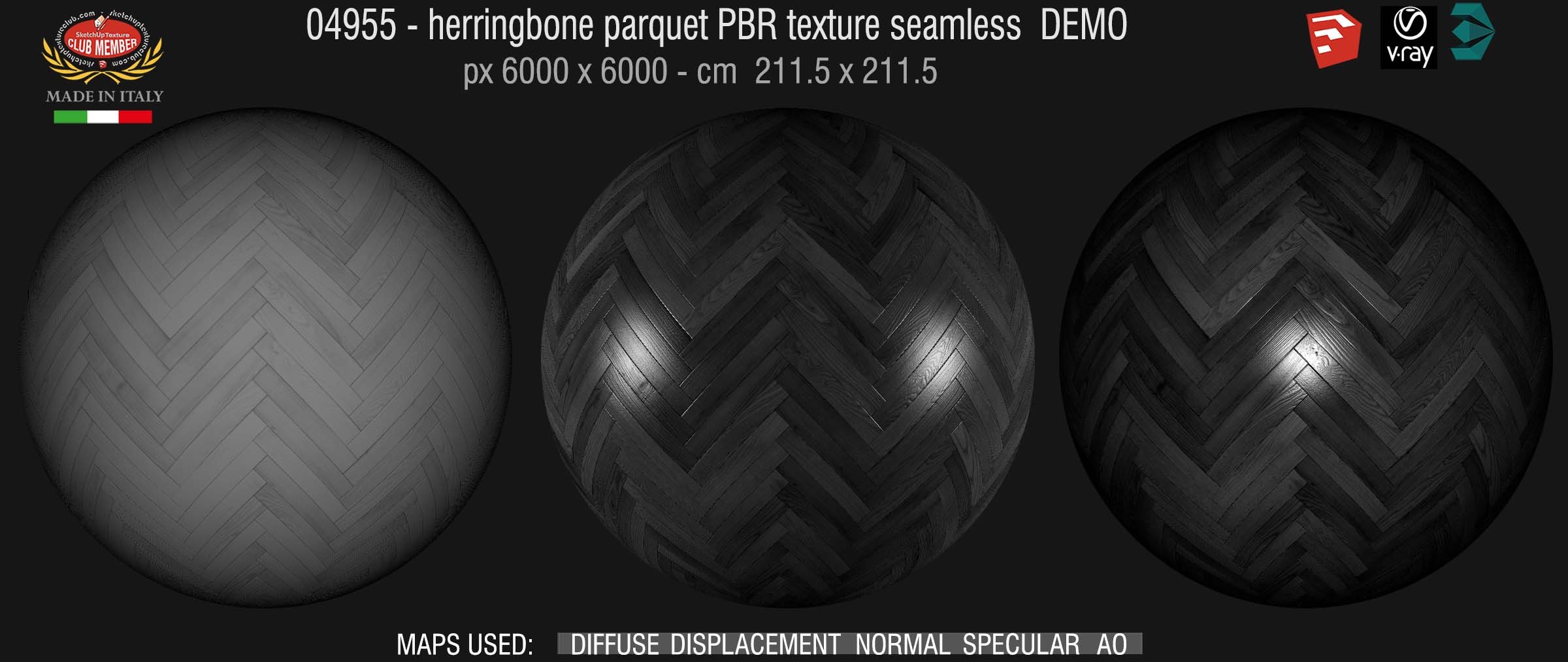 04955 Herringbone parquet PBR texture seamless DEMO