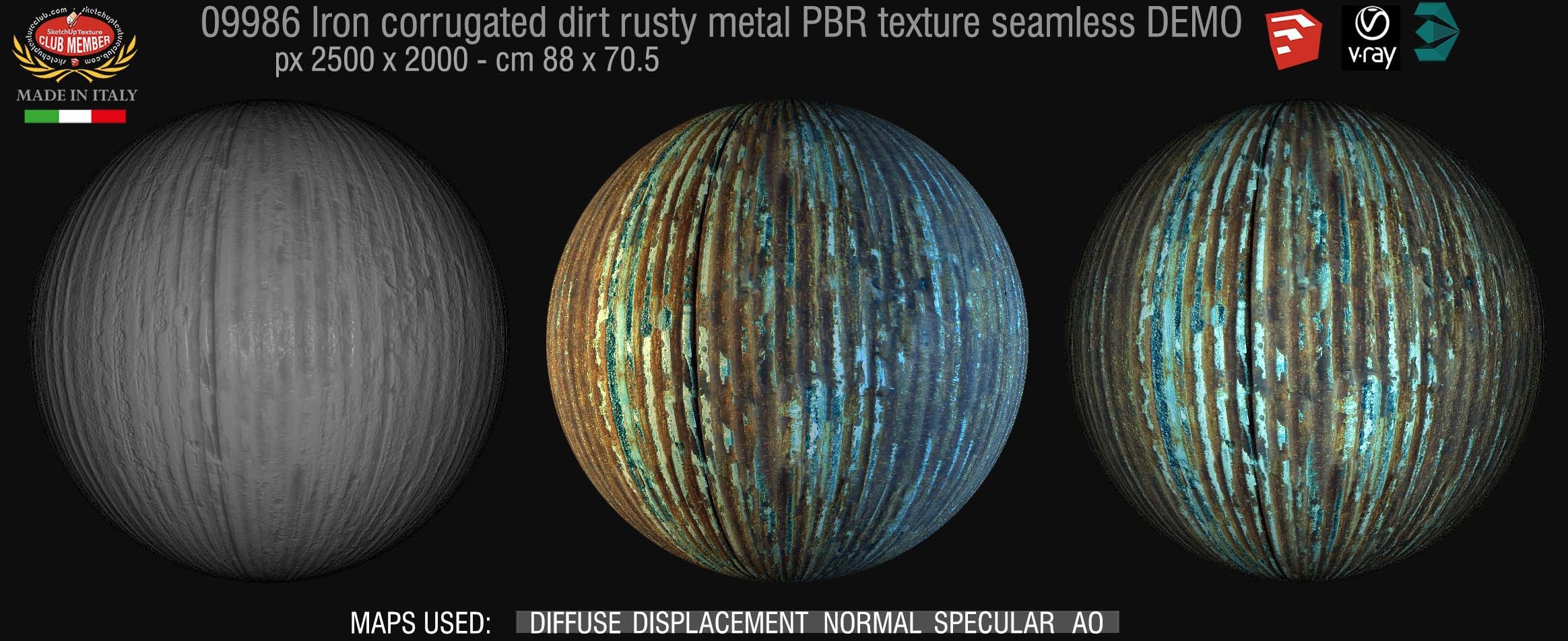 09986  Iron corrugated dirt rusty metal PBR texture seamless DEMO