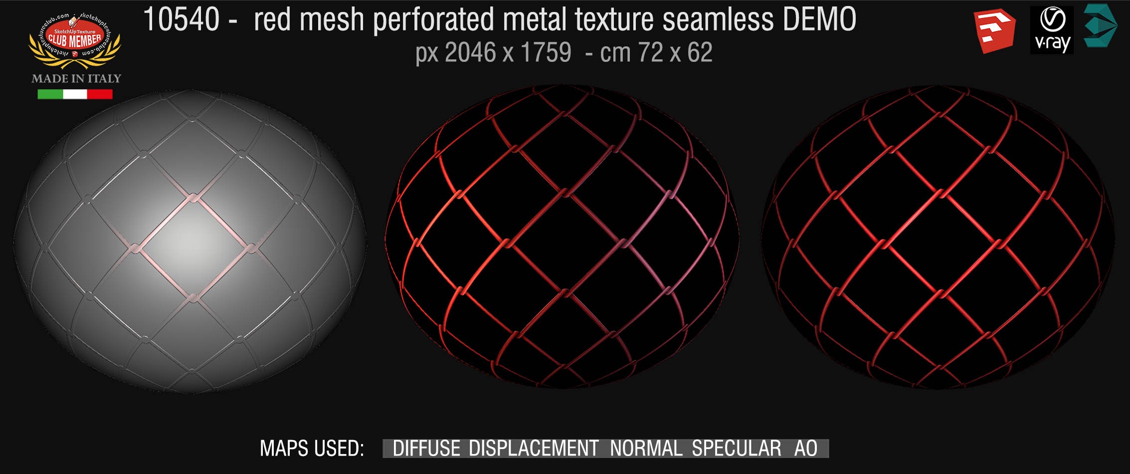 10540 HR Red Mesh perforate metal texture seamless + maps DEMO