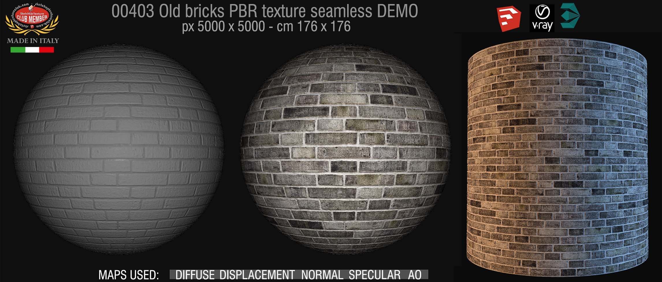 00403 Old bricks PBR texture seamless DEMO