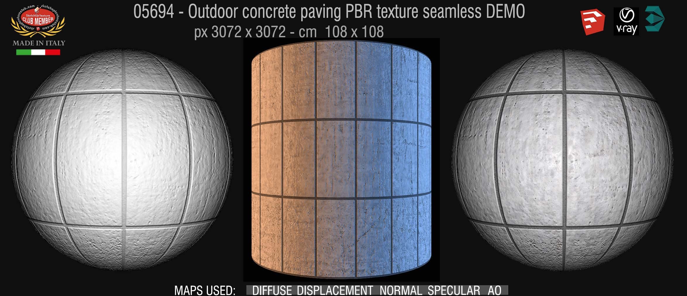 05694 Paving outdoor concrete regular block PBR texture seamless DEMO