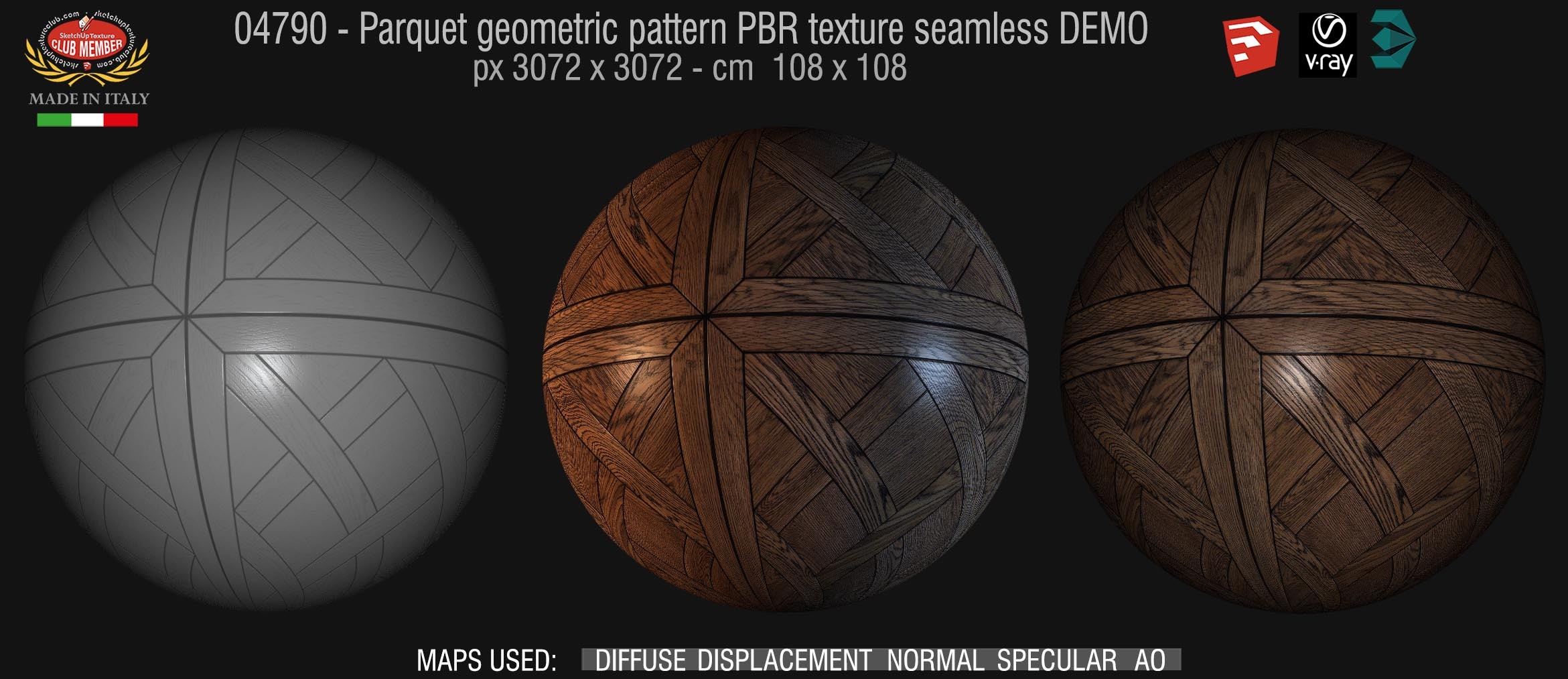 04790 Parquet geometric pattern PBR texture seamless DEMO