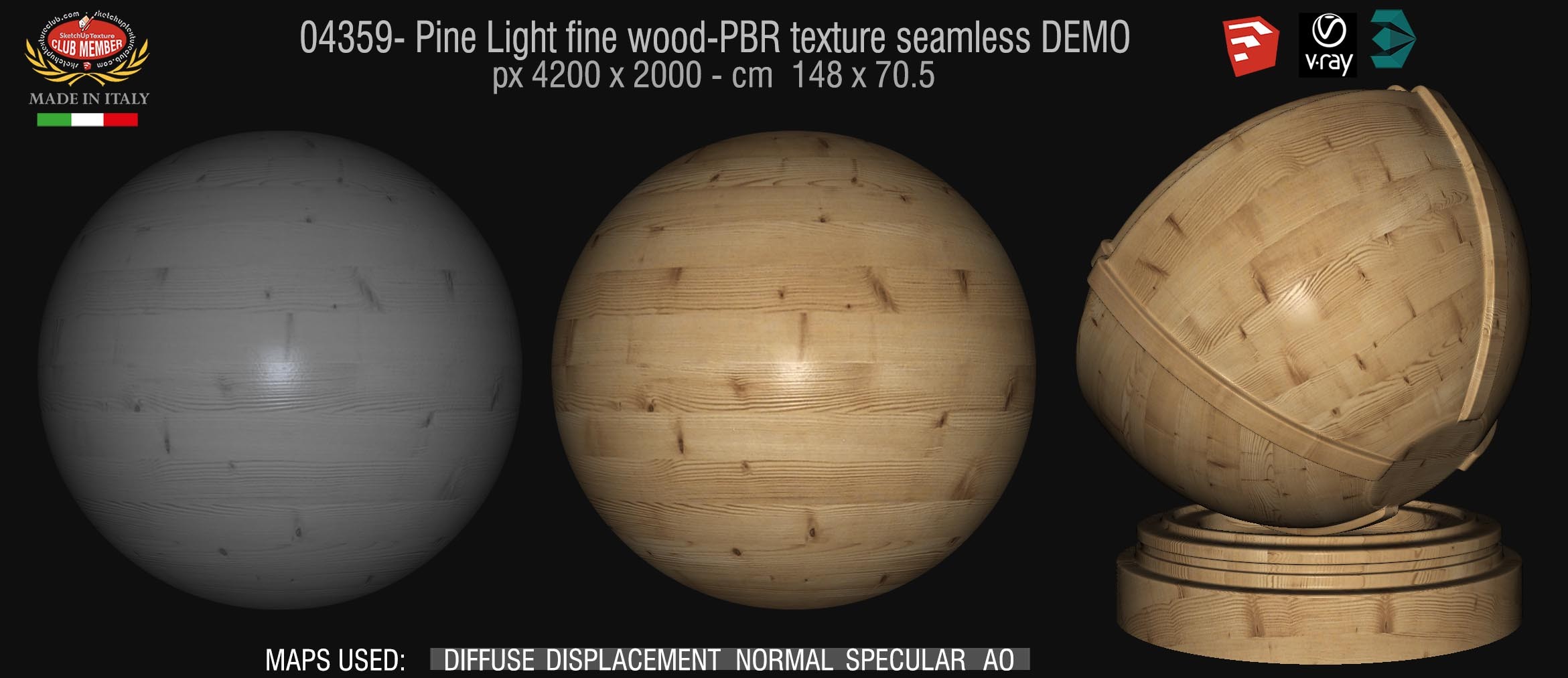 04359 Pine light wood - PBR texture seamless DEMO