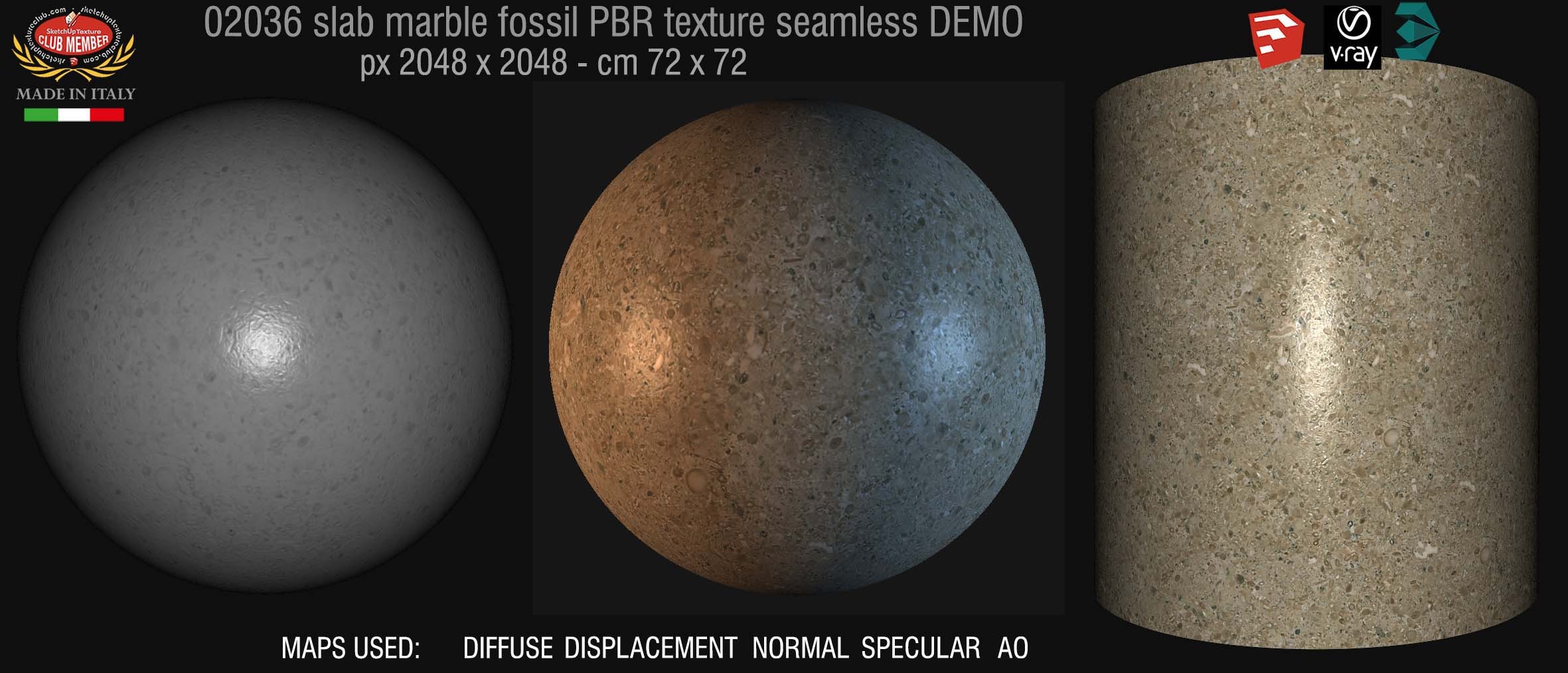 02036 slab marble fossil PBR texture seamless DEMO