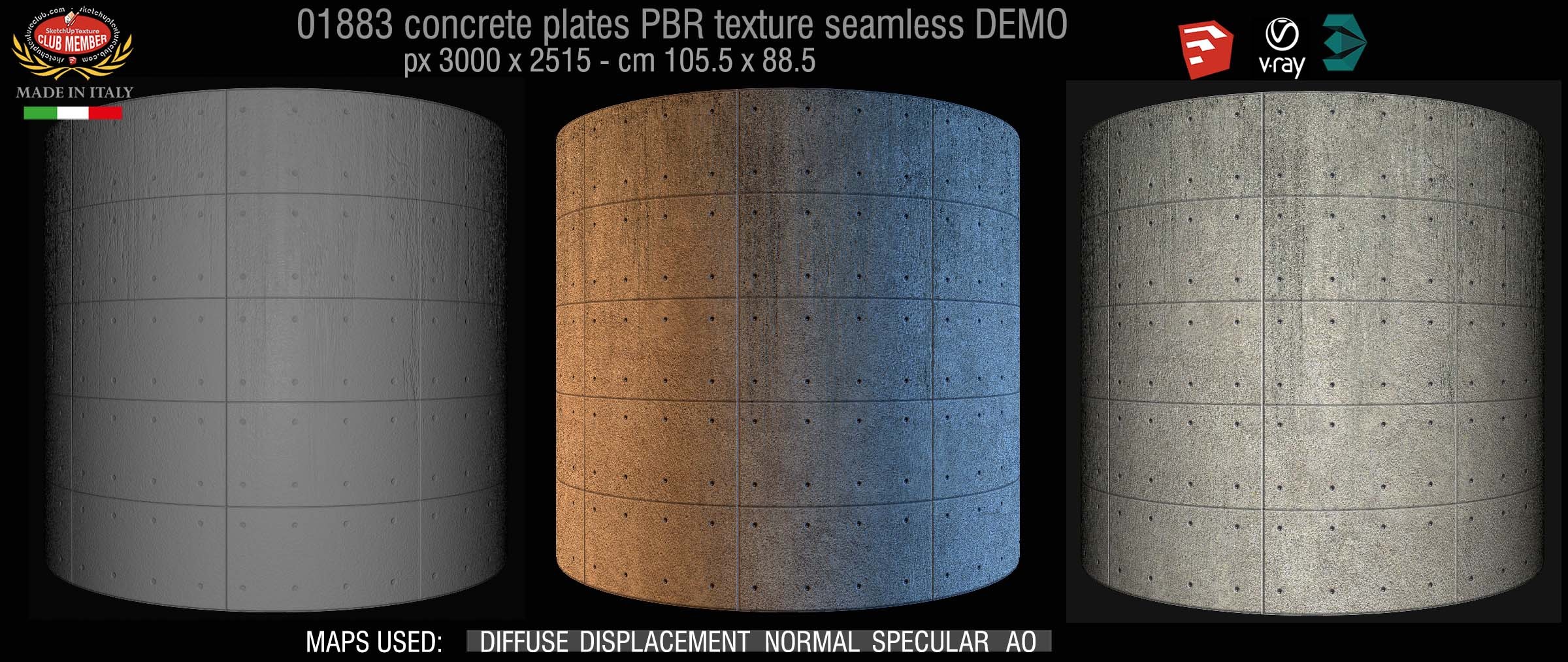 01883 tadao ando concrete plates PBR texture seamless DEMO