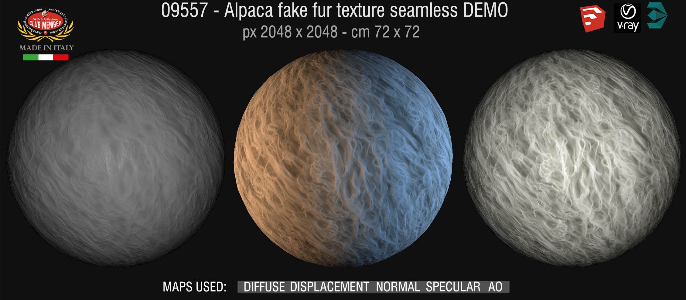 09557 HR Alpaca fake fur texture seamless + maps DEMO