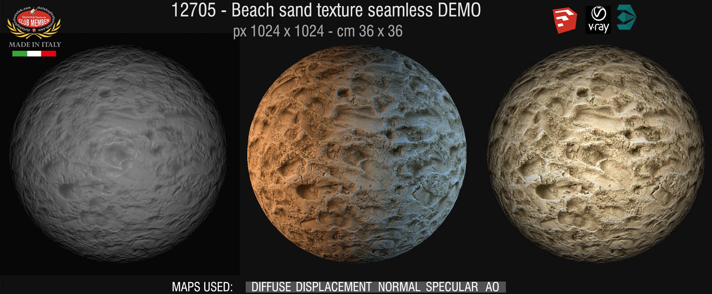 12705 Beach sand texture seamless + maps DEMO