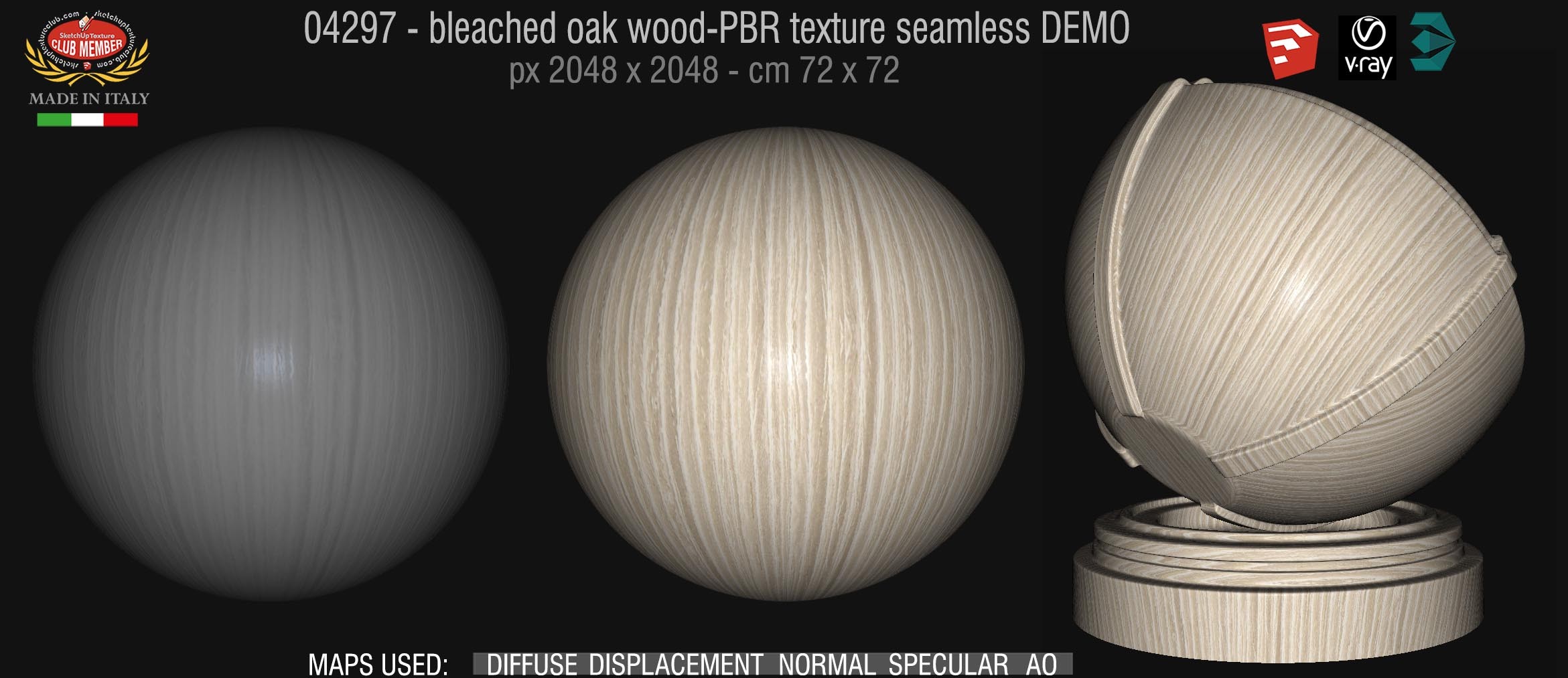 04297 Bleached oak wood PBR texture seamless DEMO