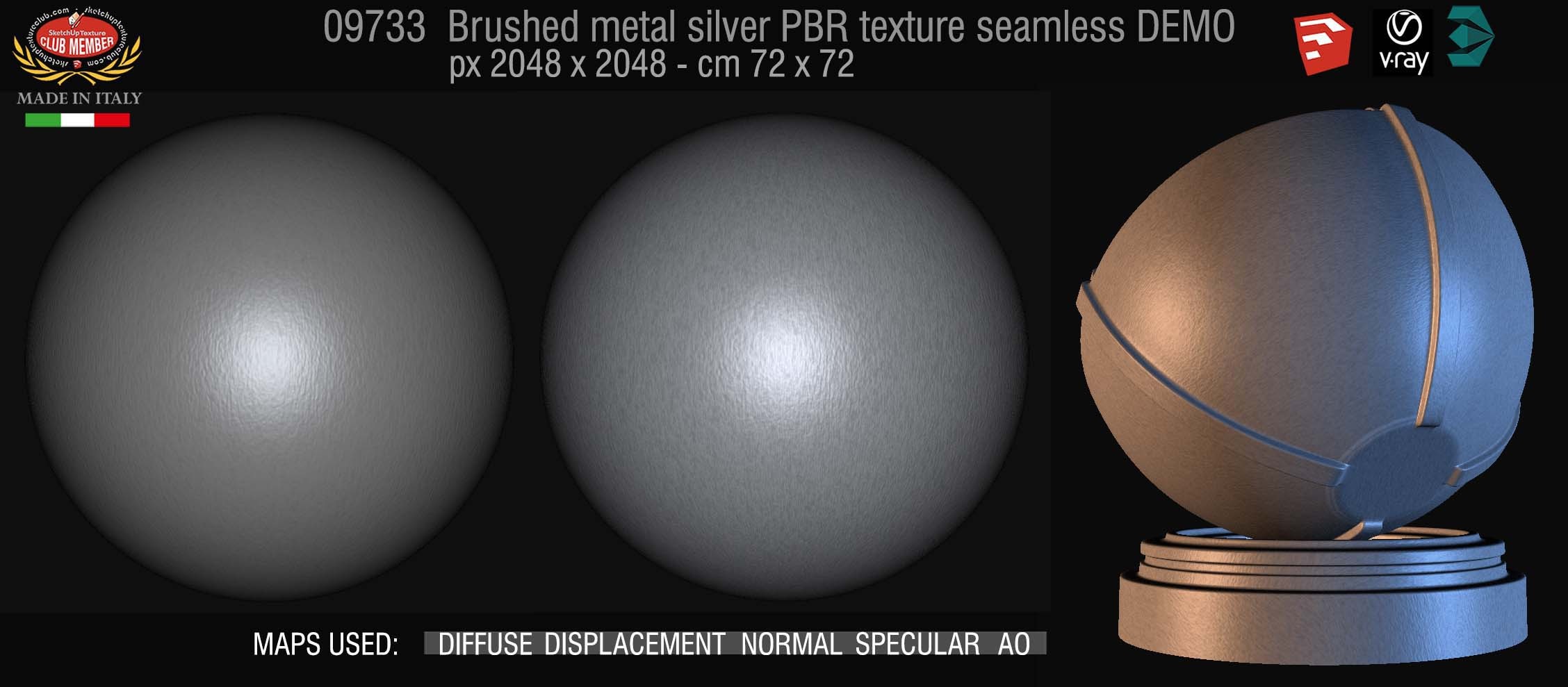 09733  Brushed metal silver PBR texture seamless DEMO