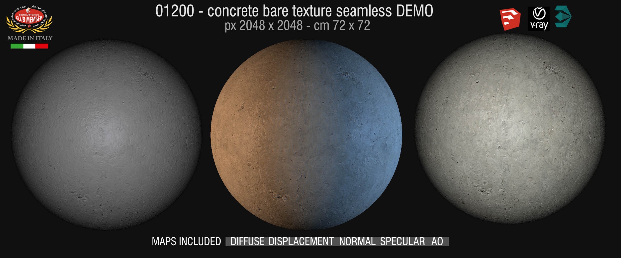 01200 Concrete bare clean texture + maps DEMO