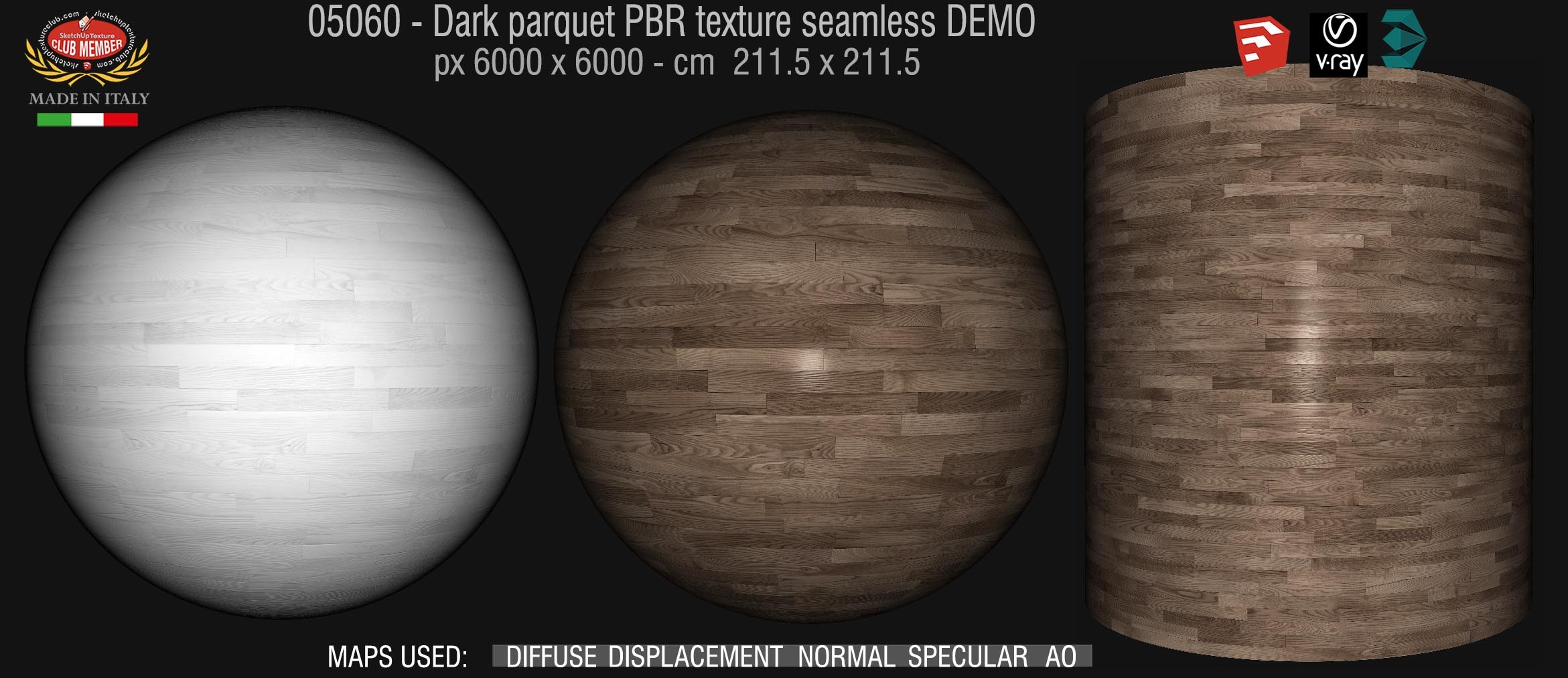05060 Dark parquet PBR texture seamless DEMO