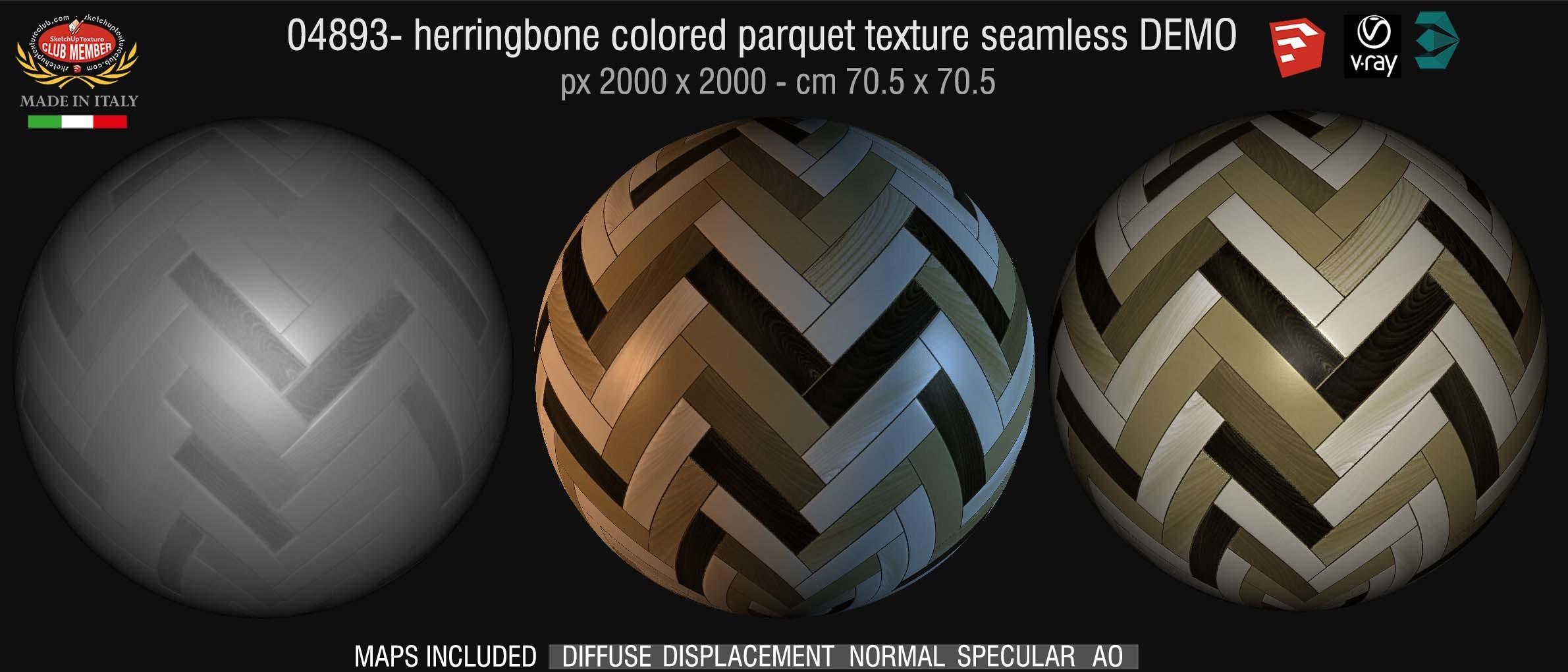 04893 HR Herringbone colored parquet texture seamless + maps DEMO