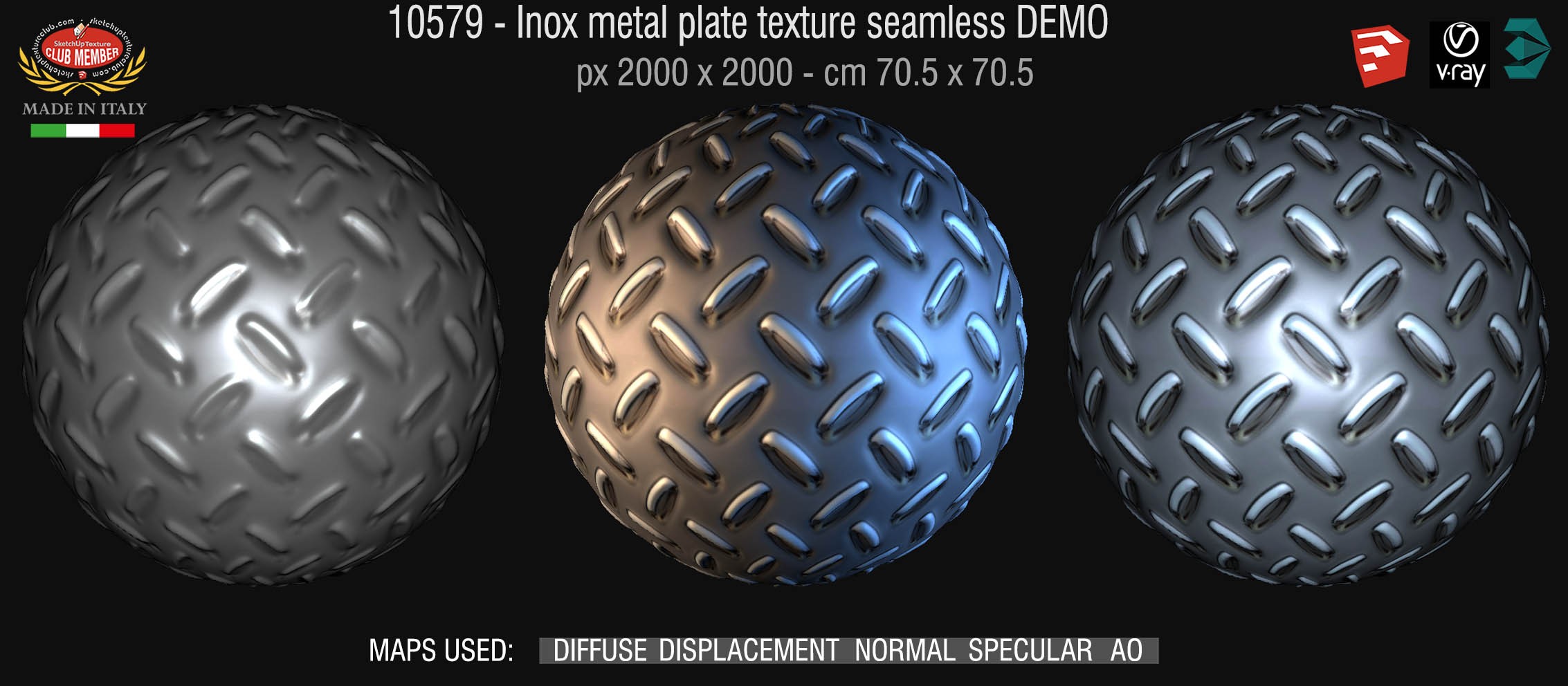 10579 HR Inox metal plate texture seamless + maps DEMO