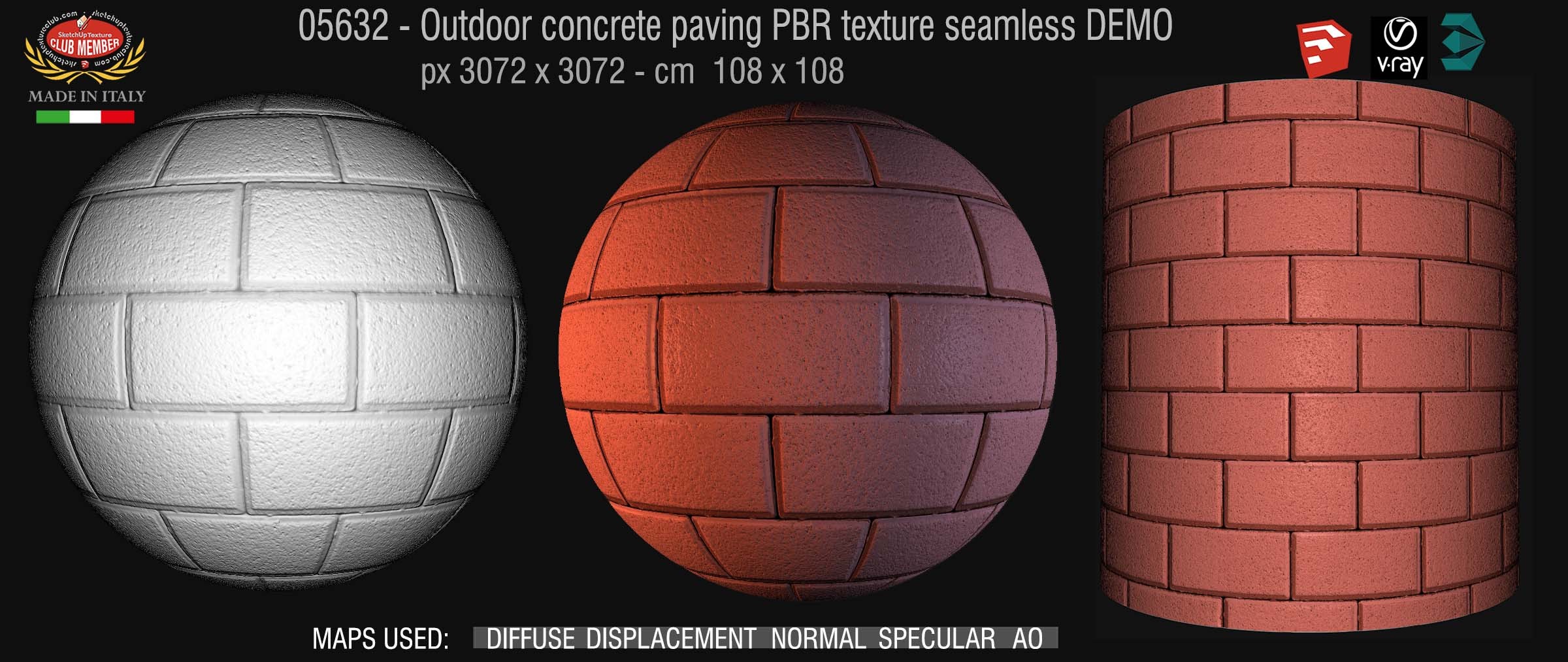 05632 Paving outdoor concrete regular block PBR texture seamless DEMO