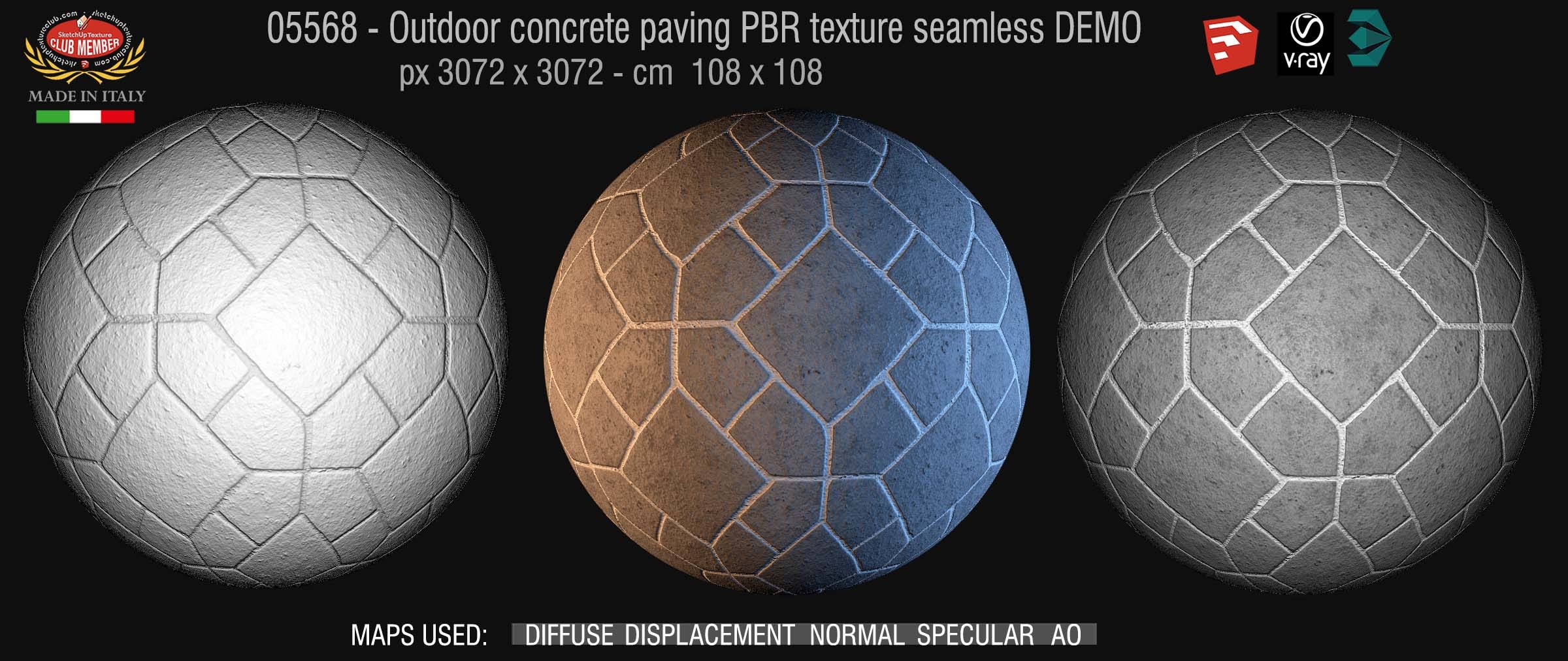 05568 Outdoor concrete paving PBR texture seamless DEMO