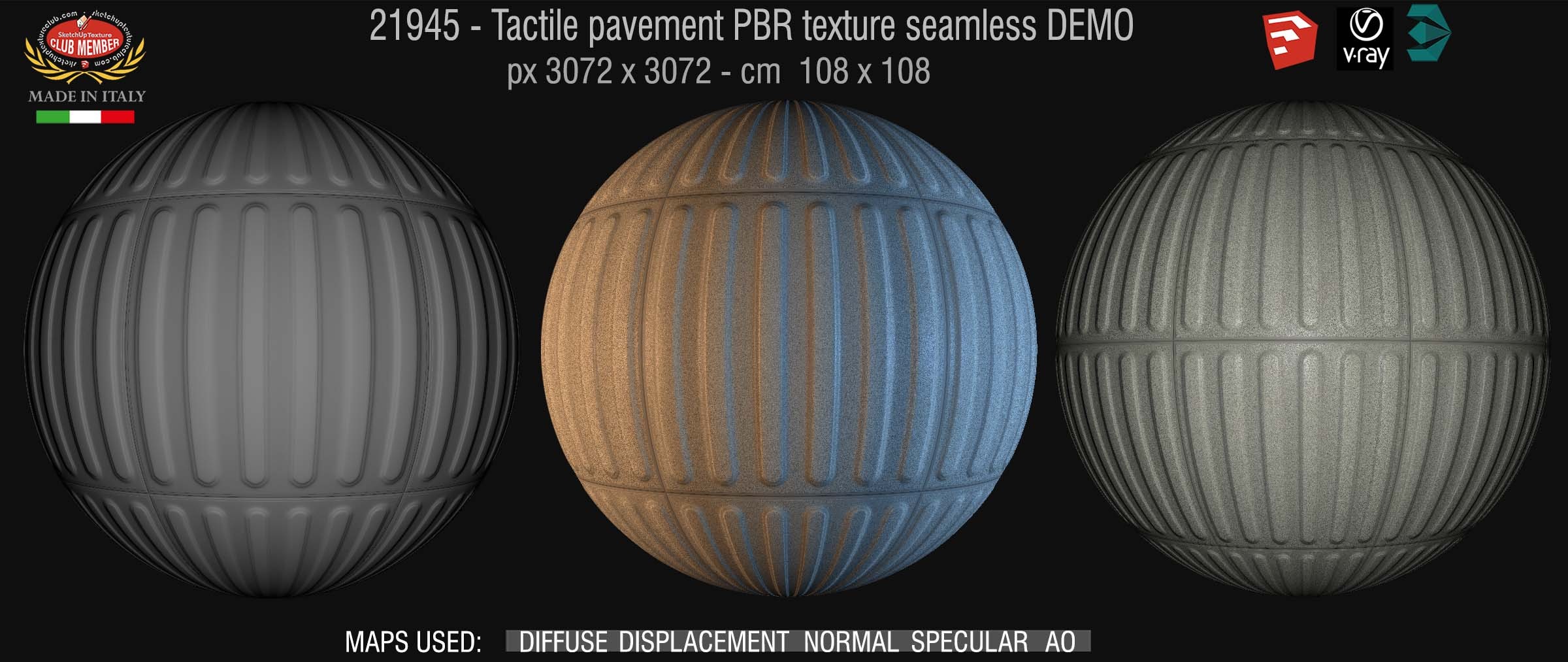 21945 Tactile pavement PBR texture seamless DEMO