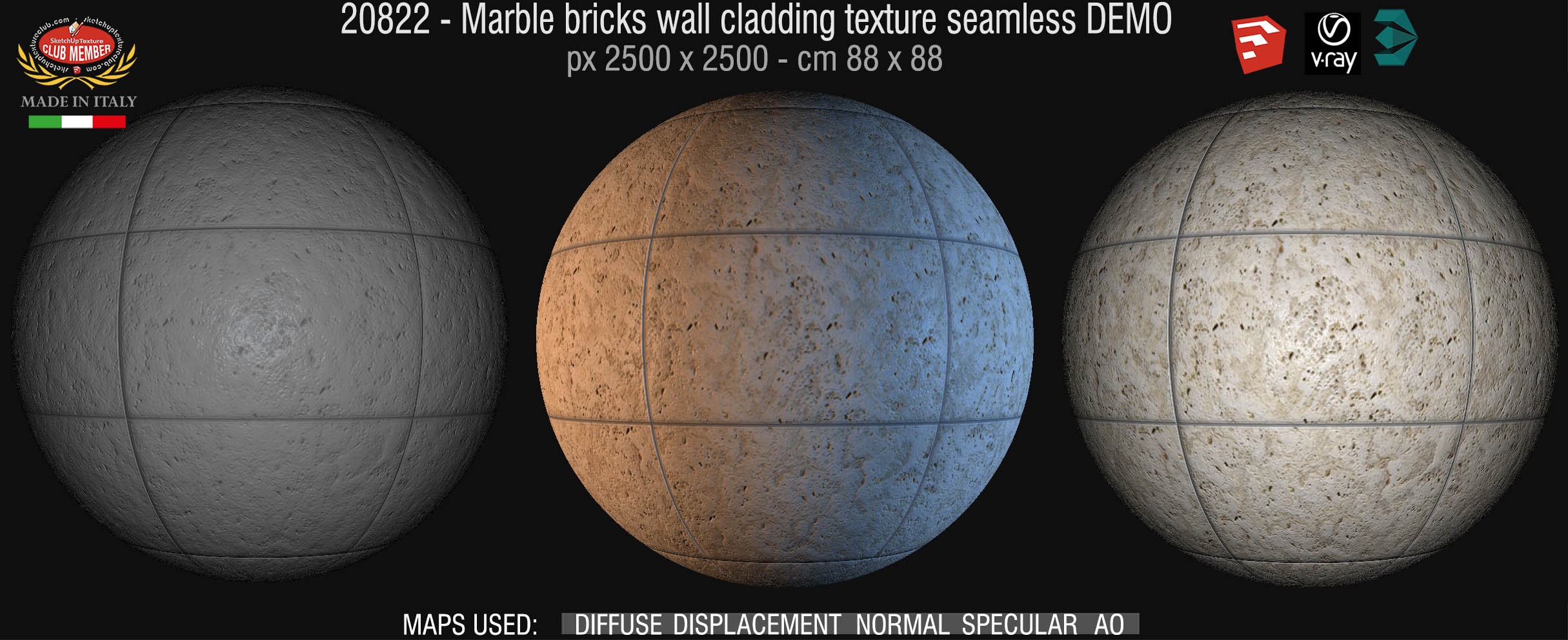 20822 Travertine wall cladding texture seamless and maps DEMO