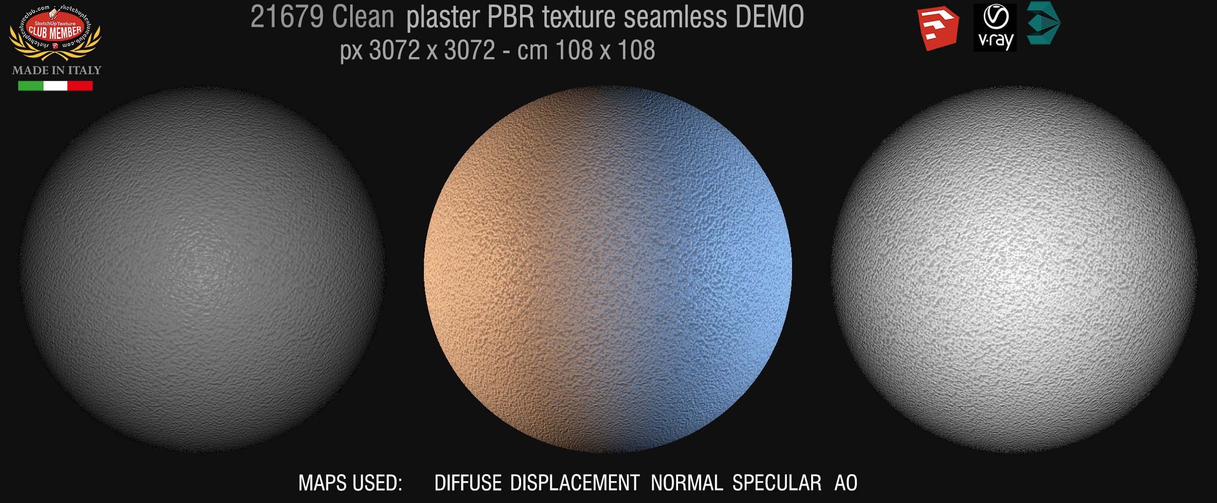 21679 Clean fine plaster PBR texture seamless DEMO