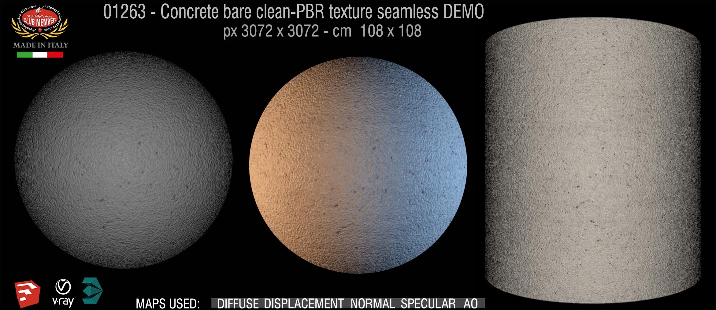 01263 Concrete bare clean-PBR texture seamless DEMO