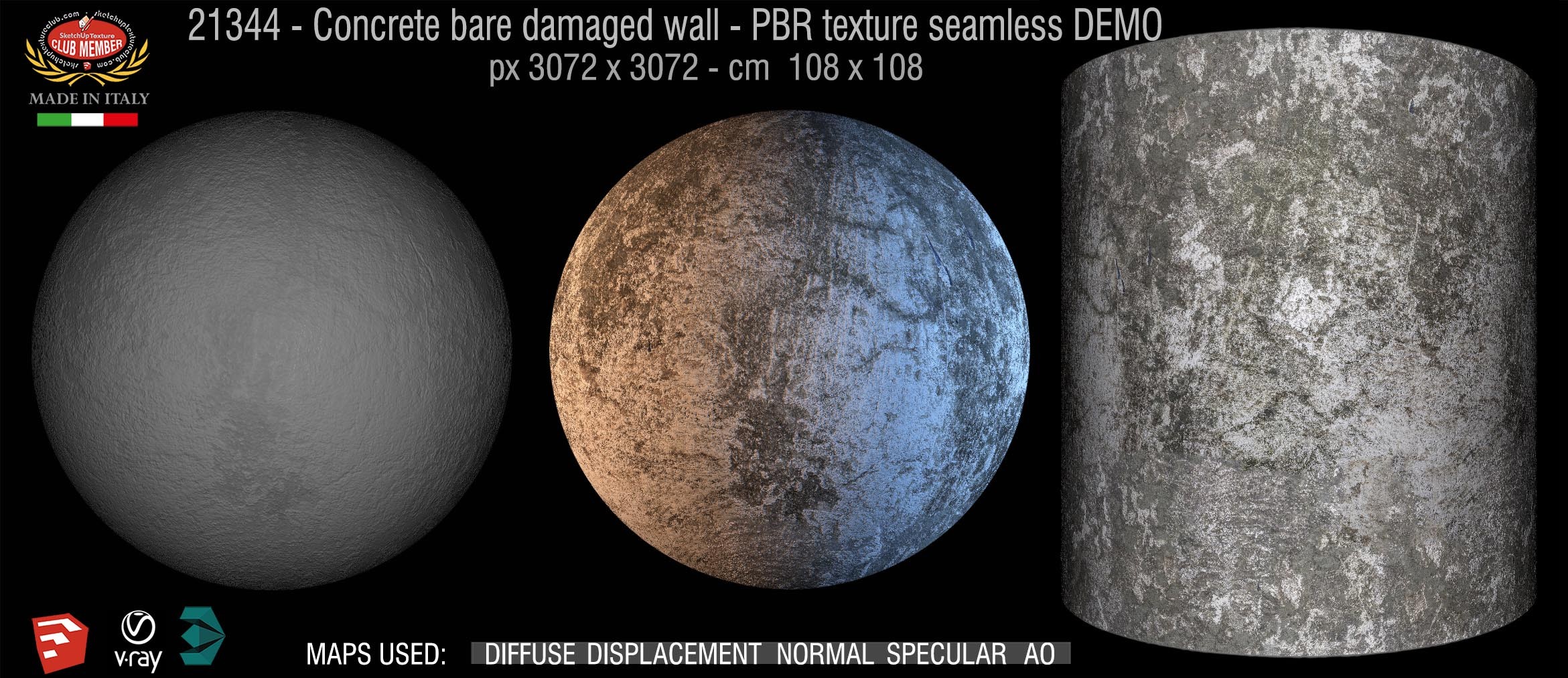 21344 concrete bare damaged PBR texture DEMO
