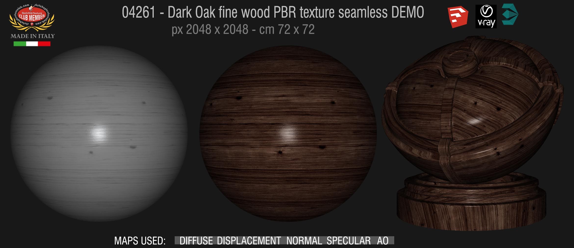 04261 Dark Oak fine wood PBR texture seamless DEMO